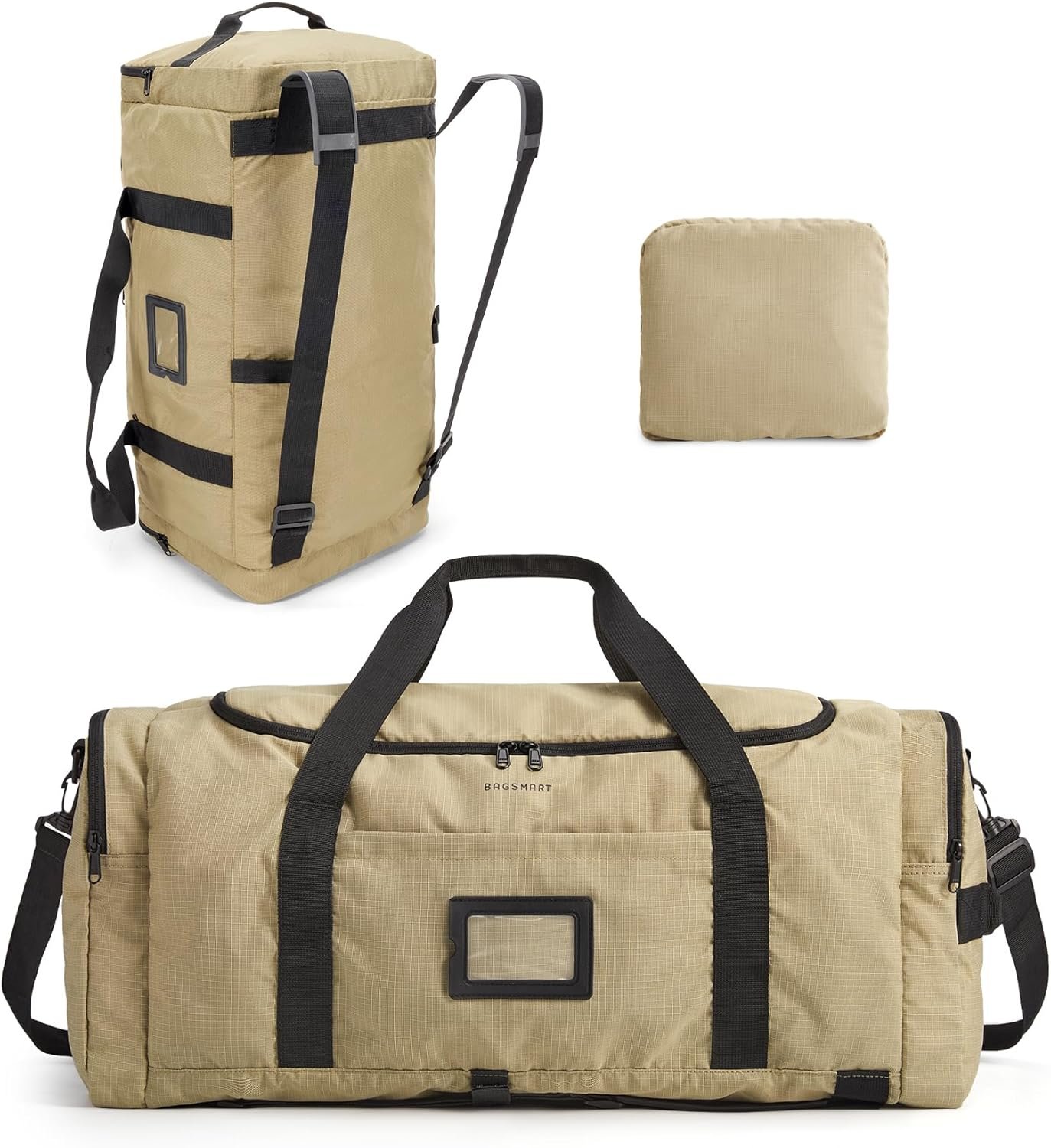 Private Label 60L Foldable Travel Duffel Bag Custom Logo 4-in-1 Carry-On Weekender Backpack for Men Light Brown Factory Direct Private Label 60L Foldable Travel Duffel Bag Custom Logo 4-in-1 Carry-On Weekender Backpack for Men Light Brown Factory Direct