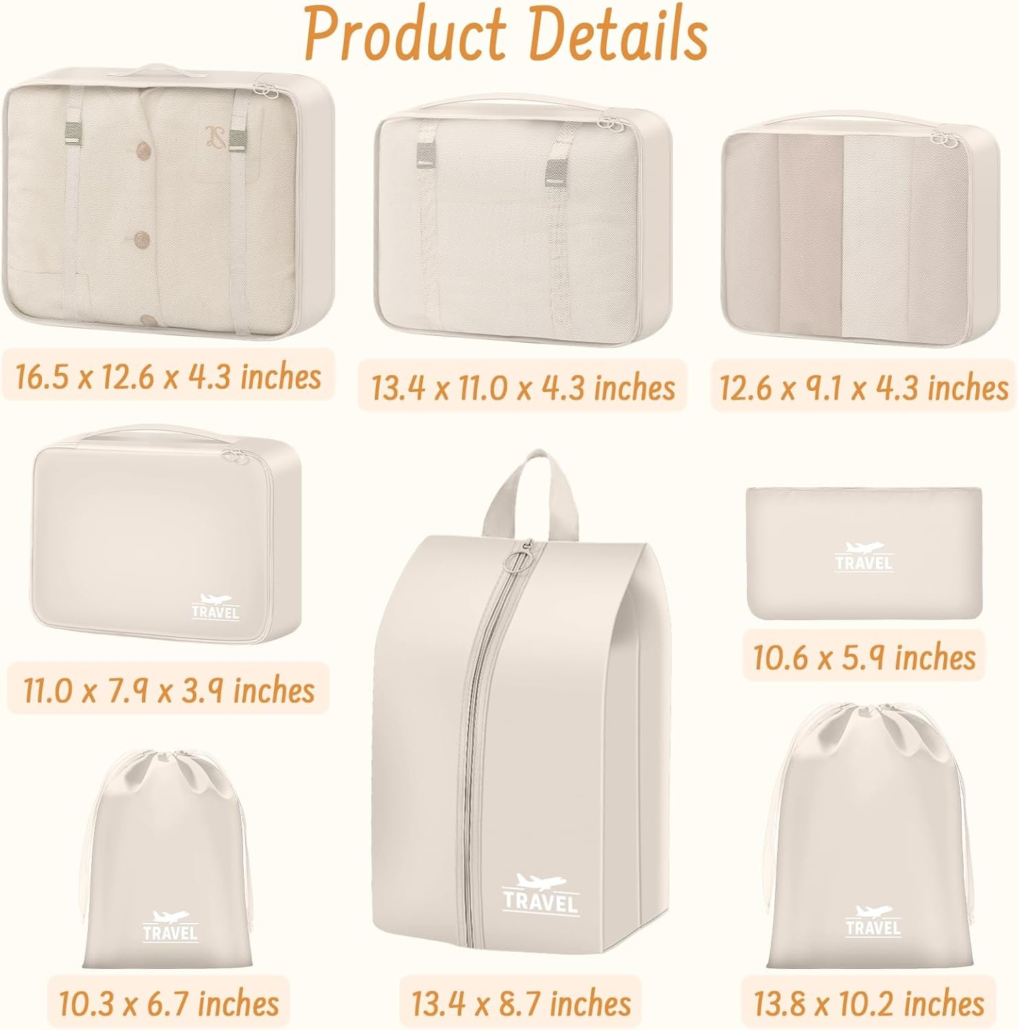 Custom Logo 8 Set Packing Cubes Travel Suitcase Private Label Organizer Luggage Bags Factory Accessories Gifts for Women