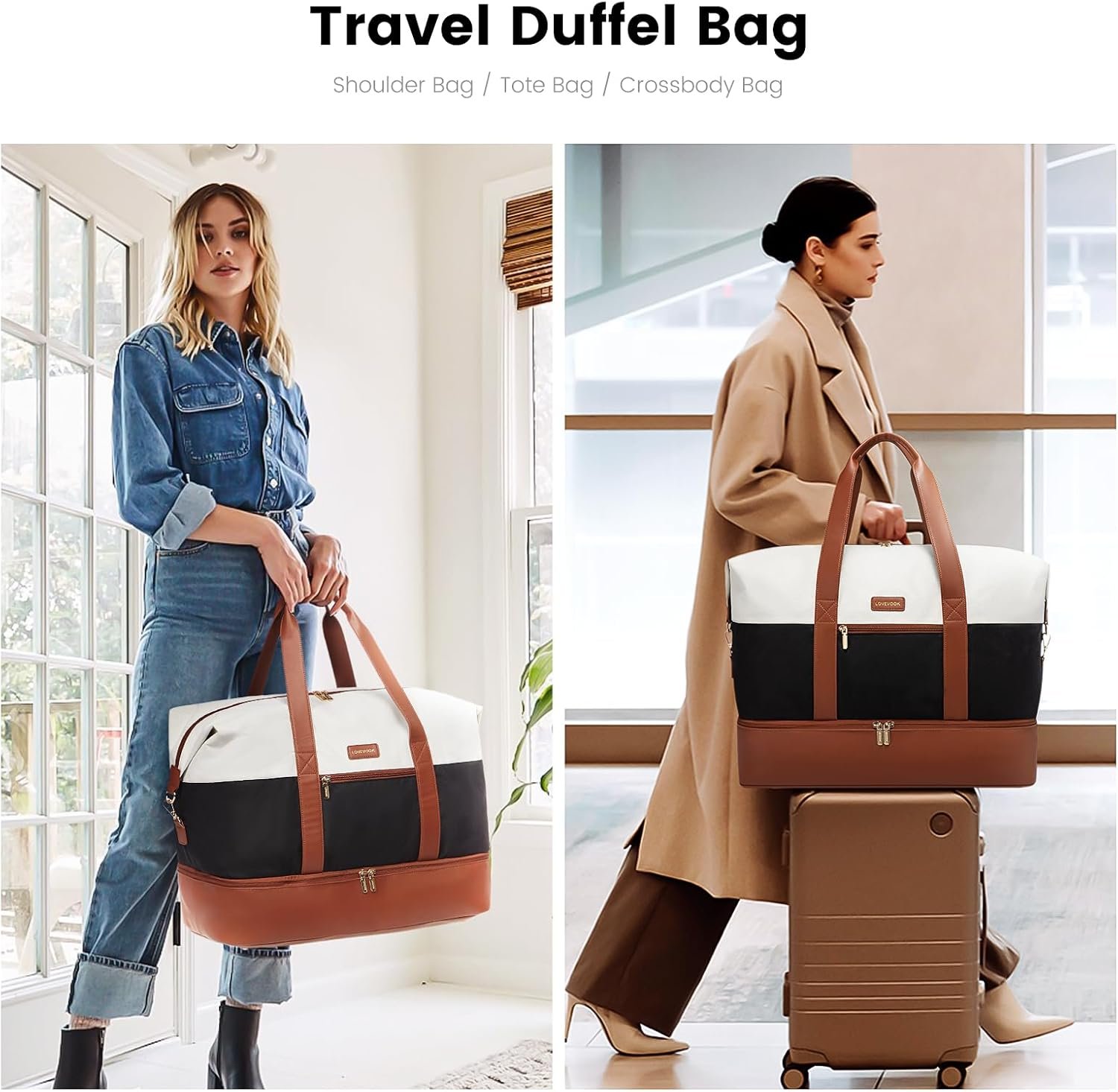 Private Label Weekender Bag Large Travel Duffel for Women with 2 Packing Cubes Shoe Compartment Custom Logo Carry On Overnight Mom Hospital Bag for Labor and Delivery Manufacturer