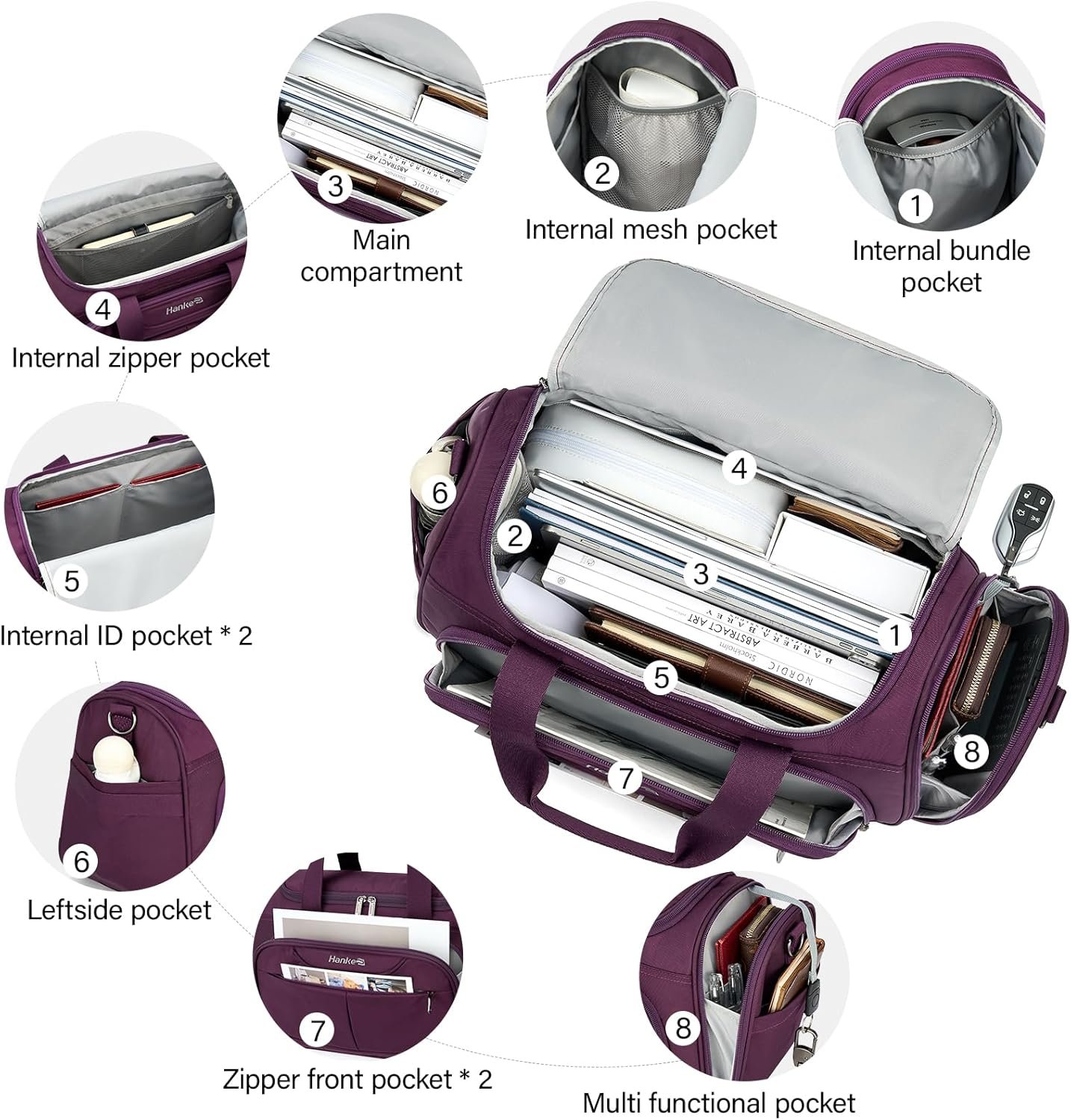 Private Label Underseat Carry On Luggage Bags for Travel, Foldable Lightweight Personal Item Bag with Custom Logo Small for Airplanes, Tote Bags for Women Men from Manufacturer (Purple)