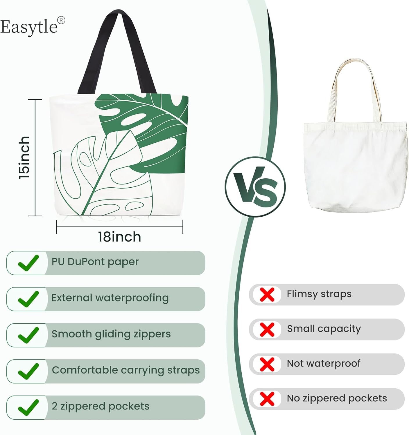 Custom Logo Zipper Beach Tote Bag 15x18in Waterproof Expandable Lightweight Large Capacity Manufacturer Tear-Resistant Shoulder Bag Private Label Versatile for Swimming Pool Travel Shopping