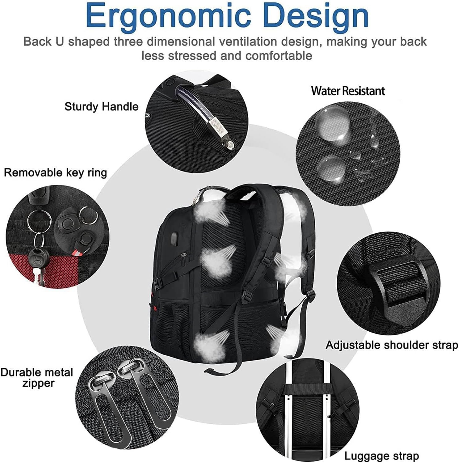 Manufacturer Extra Large 52L Travel Backpack with Custom Logo Anti-Theft TSA 17.3