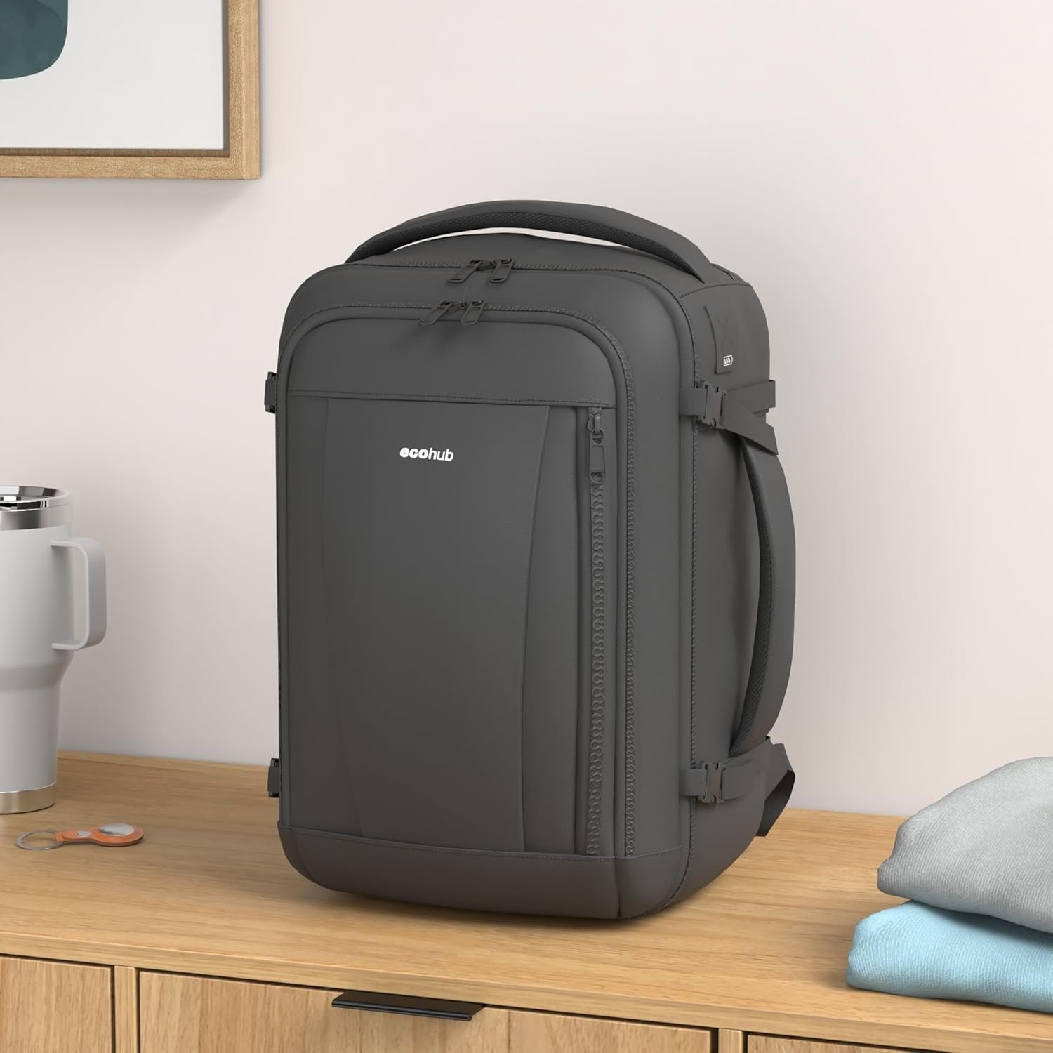 Private Label Travel Backpack 18x14x8 Spirit Airlines Personal Item Carry On 13 Pockets Custom Logo Water Resistant Airline Approved Daypack for Men Women Gym Bag with Charging Port Manufacturer Black