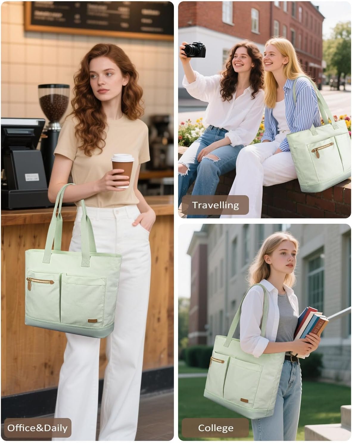 Private Label Large Canvas Tote Bags for Women with Custom Logo Zipper and Pockets Sorority Rush for Work College Travel Manufacturer