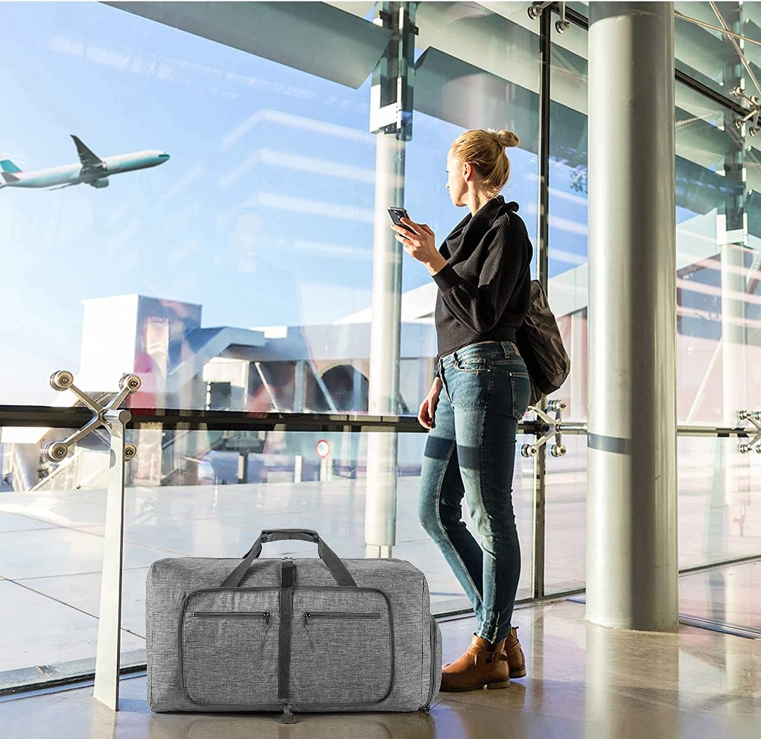 Private Label 65L/85L/115L Foldable Travel Duffle Bag Lightweight Checked Luggage with Shoe Compartment and Custom Logo Water-Resistant Weekender Overnight Bag for Men & Women Manufacturer