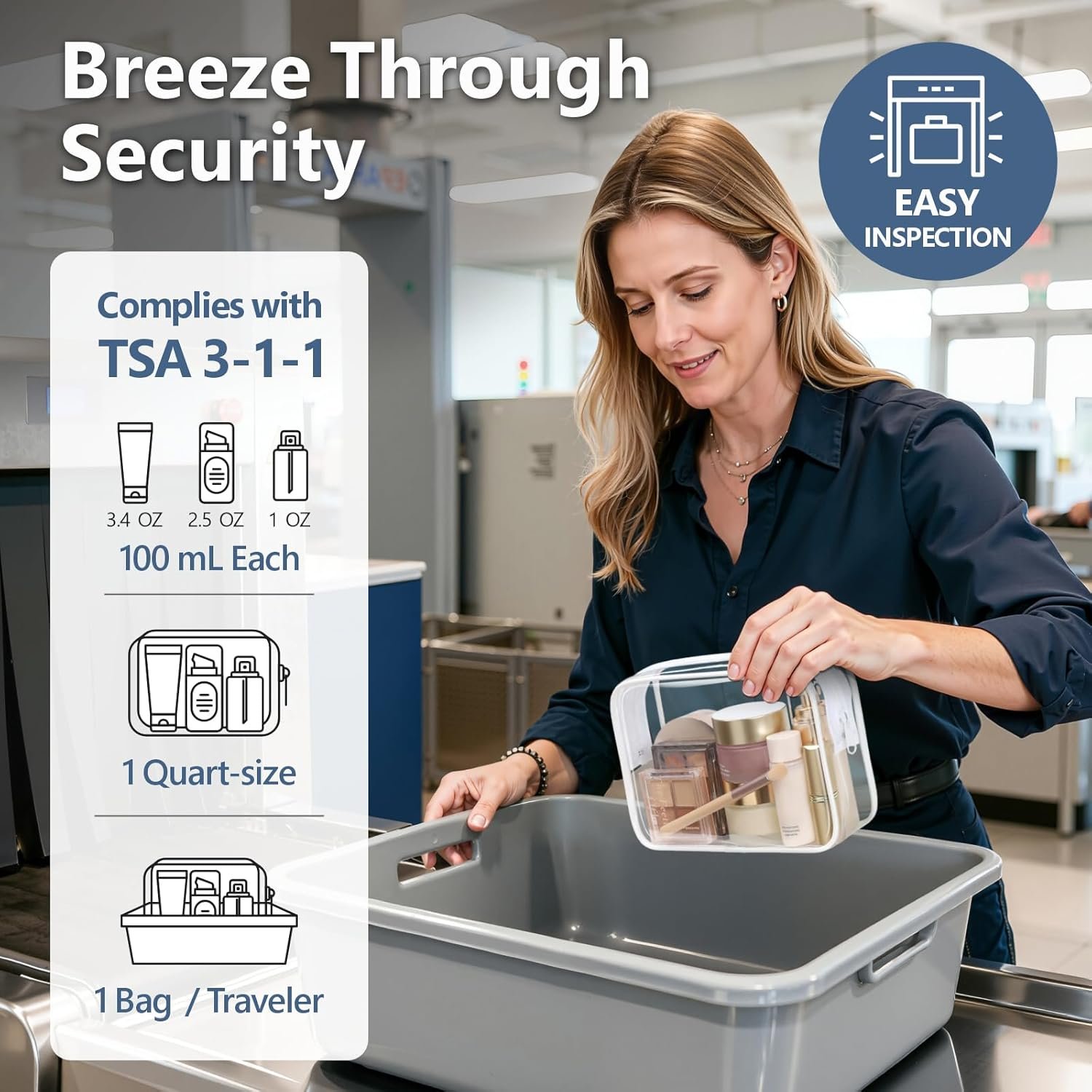 Private Label TSA Approved Clear Toiletry Makeup Bag 3 Pack Medium Quart Size for 3-1-1 Liquids with Custom Logo Metal Smooth Zipper Unisex Travel Airport Airline Compliant Manufacturer White Private Label TSA Approved Clear Toiletry Makeup Bag 3 Pack Medium Quart Size for 3-1-1 Liquids with Custom Logo Metal Smooth Zipper Unisex Travel Airport Airline Compliant Manufacturer White