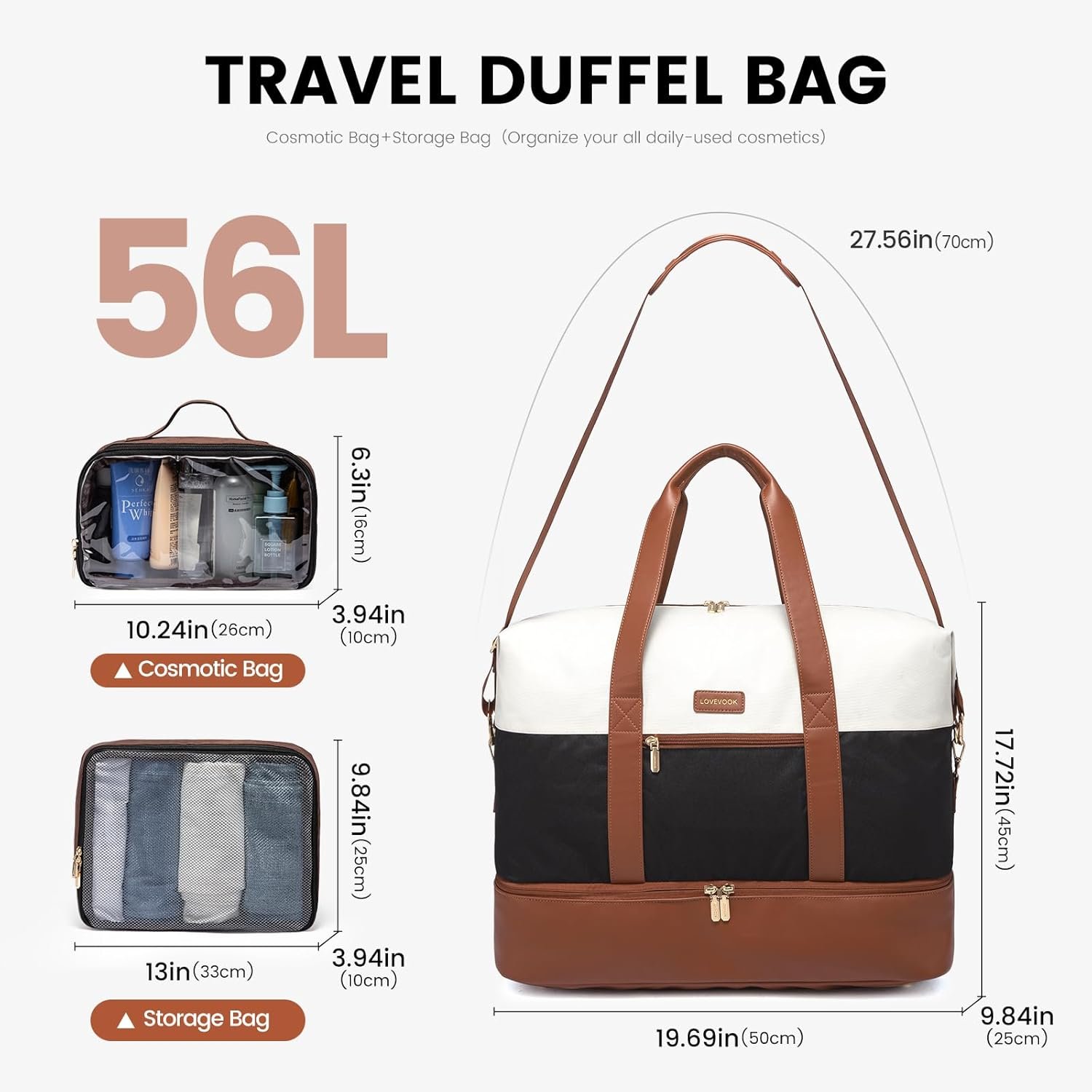 Private Label Weekender Bag Large Travel Duffel for Women with 2 Packing Cubes Shoe Compartment Custom Logo Carry On Overnight Mom Hospital Bag for Labor and Delivery Manufacturer