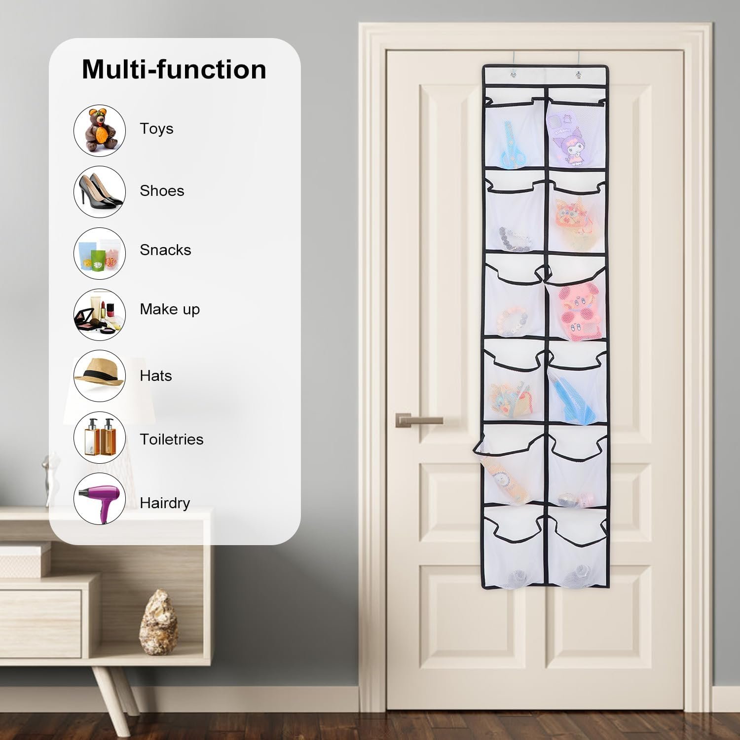 Private Label 12 Large Pockets Custom Logo Over Door Hanging Shoe Organizer Factory White