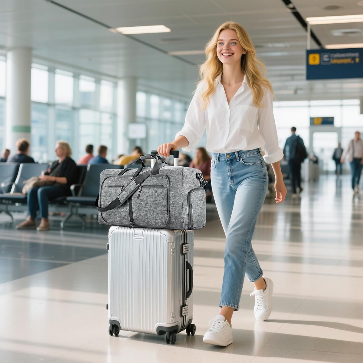 Private Label 65L/85L/115L Foldable Travel Duffle Bag Lightweight Checked Luggage with Shoe Compartment and Custom Logo Water-Resistant Weekender Overnight Bag for Men & Women Manufacturer