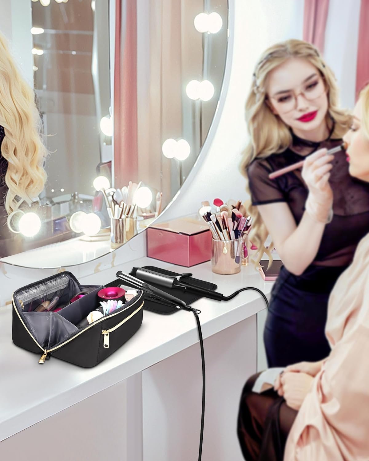 Private Label Hair Tools Travel Bag Wide-Open Hot Tool Organizer with Separate Heat Resistant Mat Custom Logo Hair Accessories Storage for Straighteners Curling Irons Manufacturer Private Label Hair Tools Travel Bag Wide-Open Hot Tool Organizer with Separate Heat Resistant Mat Custom Logo Hair Accessories Storage for Straighteners Curling Irons Manufacturer