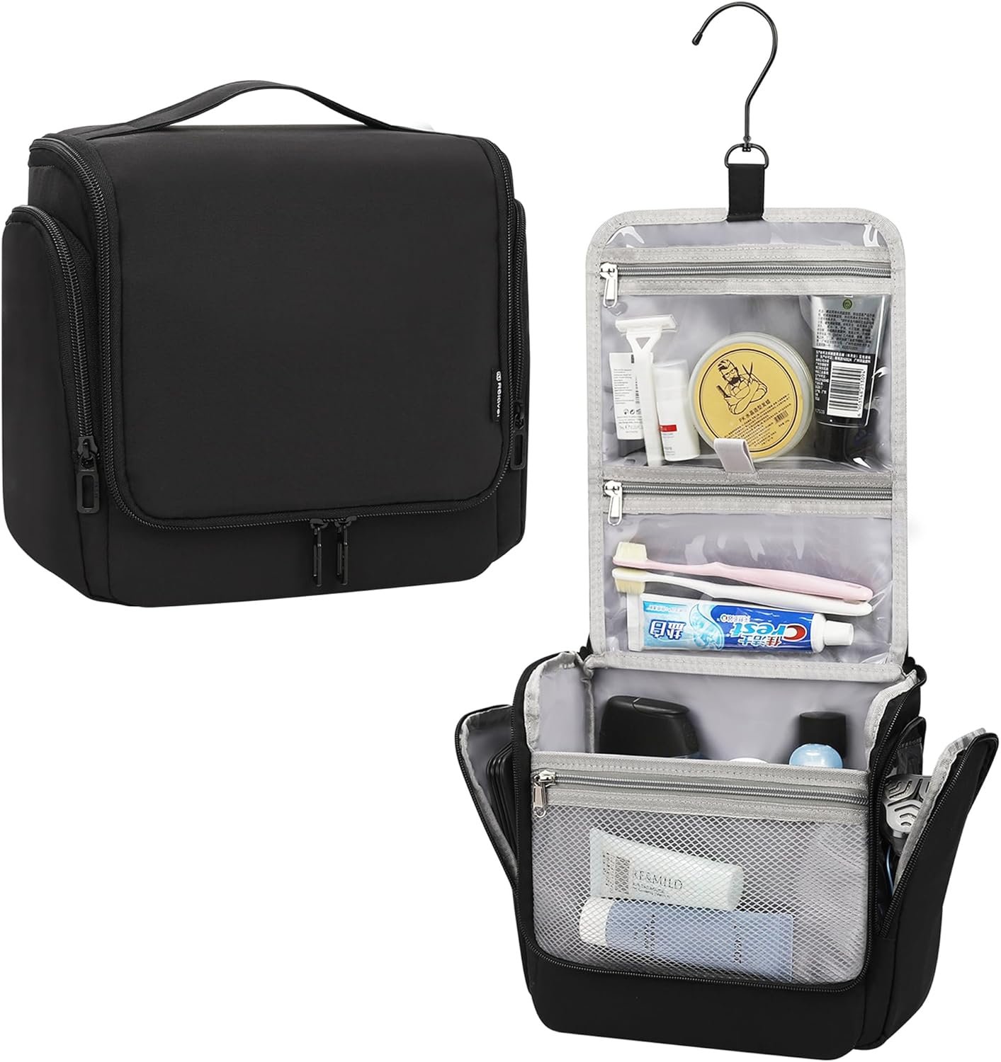 Custom Logo Hanging Toiletry Bag for Men and Women Water-Resistant Large Travel Toiletries Makeup Cosmetic Organizer Shaving Dopp Kit Private Label Shower Bathroom Hygiene Carry-On Essentials Factory