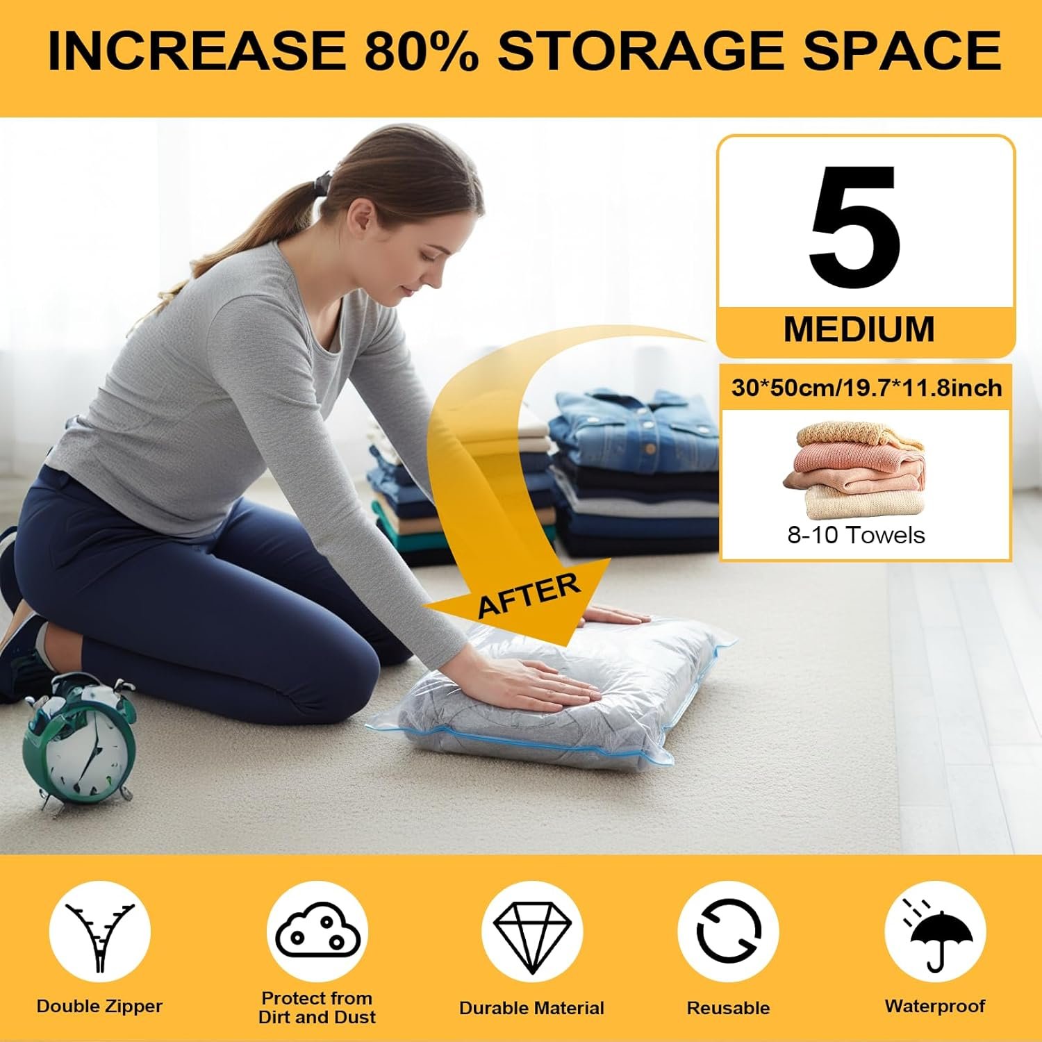 Manufacturer Suitcase Organizer - Portable Collapsible Hanging Packing Cubes Travel Shelves for Carry-On, Private Label with 5 Medium Vacuum Storage Bags and Hand Pump, Custom Logo Gray