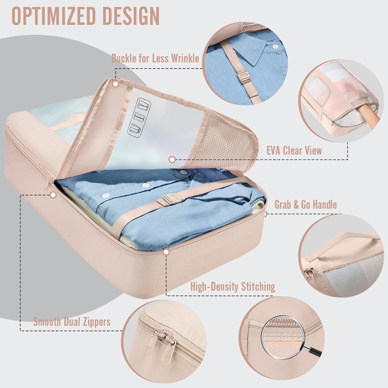 Factory 8 Set Packing Cubes Cruise Ship Travel Essentials for Beach Vacation, Private Label Personalized Gifts for Women Mom Her Suitcase Organizer Bags for Luggage, Custom Logo with Hanging Toiletry Bag