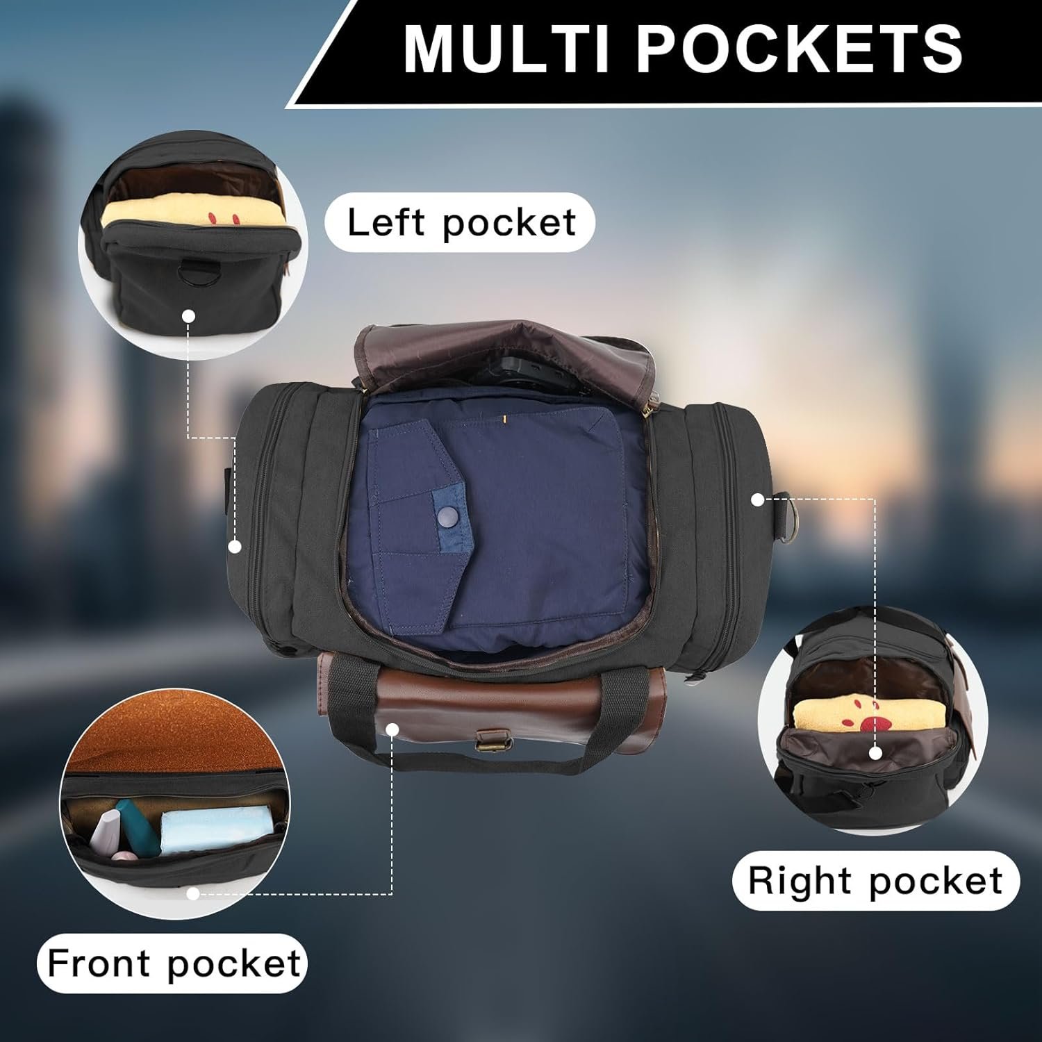 Private Label 22L Lightweight Travel Duffle Bag - Approved Under Seat Carry-On Multi-Pocket with Custom Logo Weekender Gym Bag Adjustable Straps Unisex Overnight Manufacturer for Men & Women