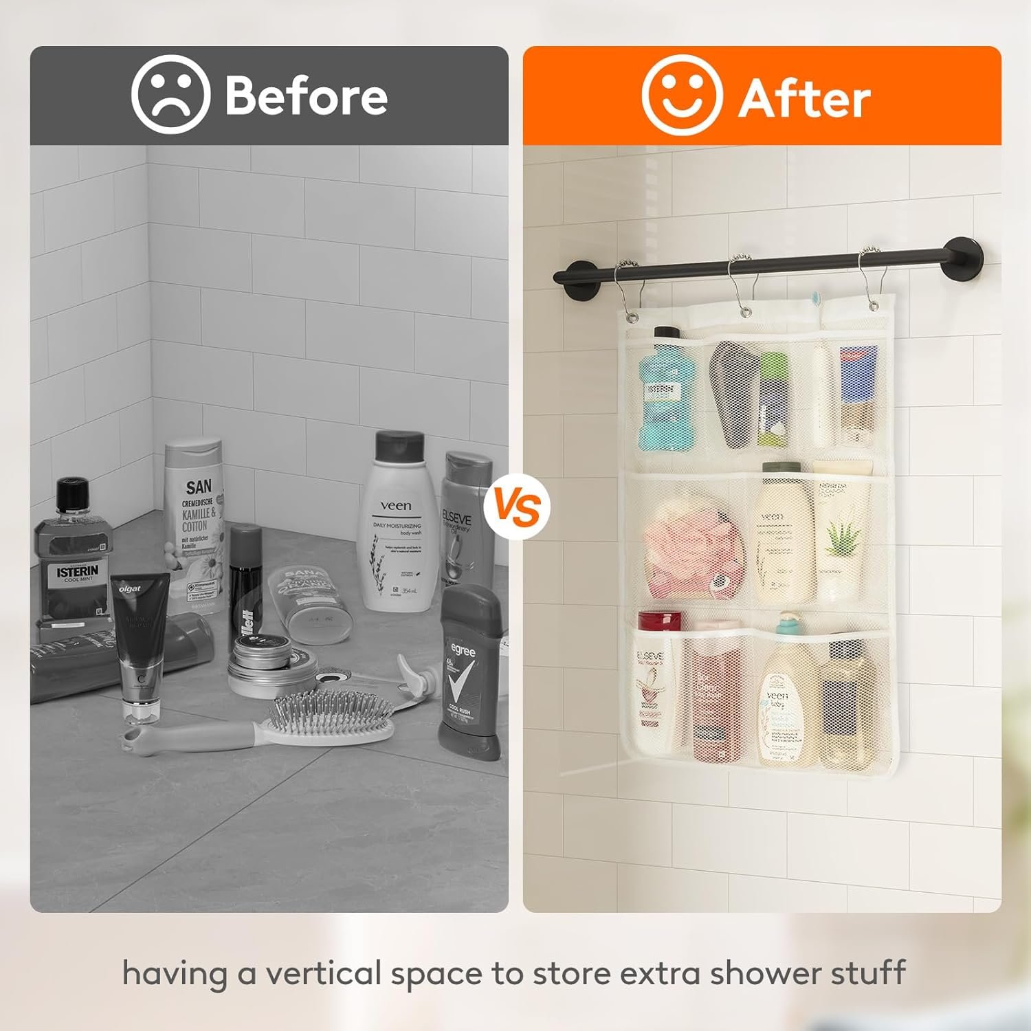 Private Label 7-Pocket Mesh Shower Caddy Hanging Organizer with Quick-Drying Mesh Custom Logo Portable Space-Saving Bathroom Storage for Soap Shampoo Cruise Essentials White 2-Pack by Manufacturer