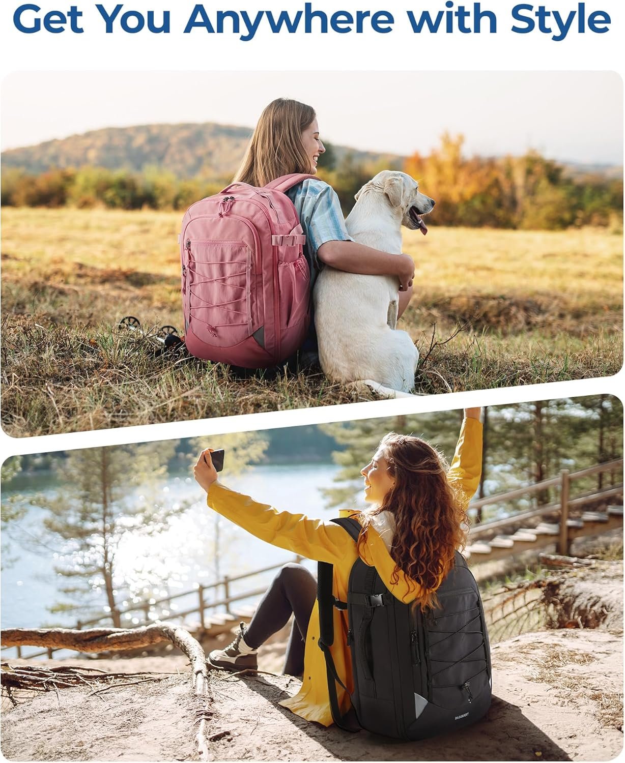 Custom Logo 17 Inch Carry On Travel Backpack Private Label Flight Approved Anti-Theft Personal Item Bag with Shoe Bag 30L Water Resistant Casual Daypack Manufacturer Beige