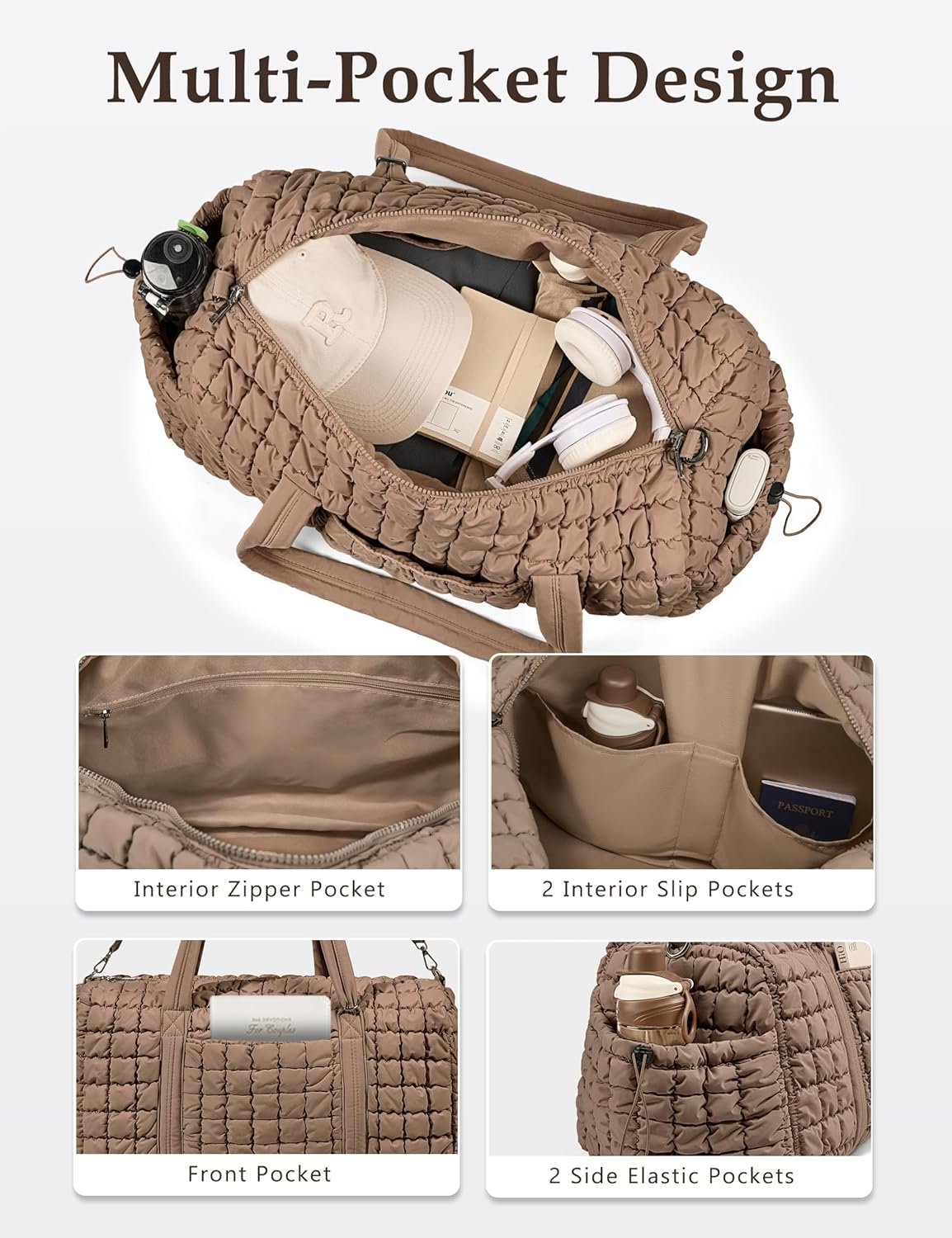 Custom Logo Quilted Travel Duffle Bag for Women Medium Weekender Puffer Overnight Bag Private Label Large Soft Puffy Duffel Carry-On Gym Lightweight Personal Item Travel Bag Manufacturer Custom Logo Quilted Travel Duffle Bag for Women Medium Weekender Puffer Overnight Bag Private Label Large Soft Puffy Duffel Carry-On Gym Lightweight Personal Item Travel Bag Manufacturer