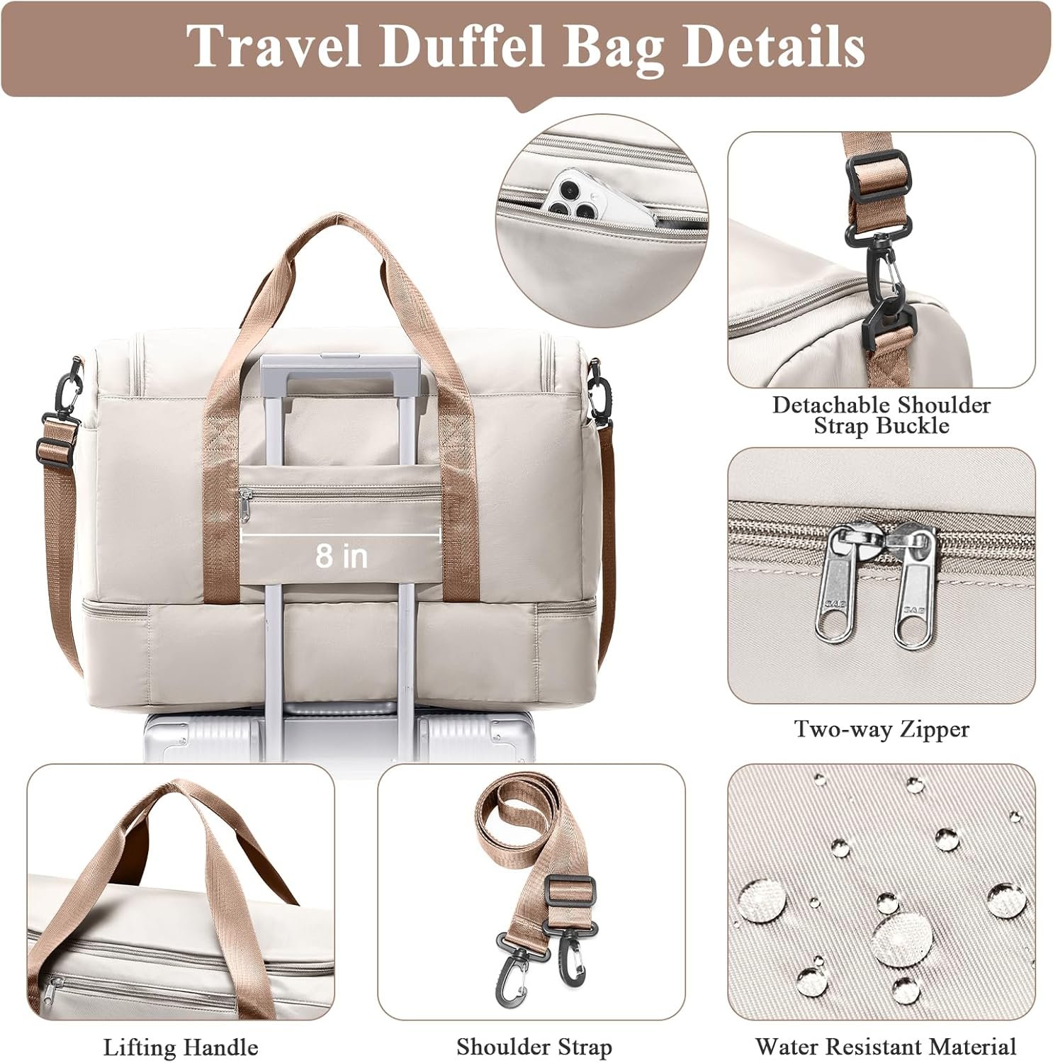 Custom Logo Extra Large Travel Duffle Bag Manufacturer Carry On Overnight Weekend Bag with Shoes Compartment Weekender for Women Travel Business Trips Sports Hospital Private Label