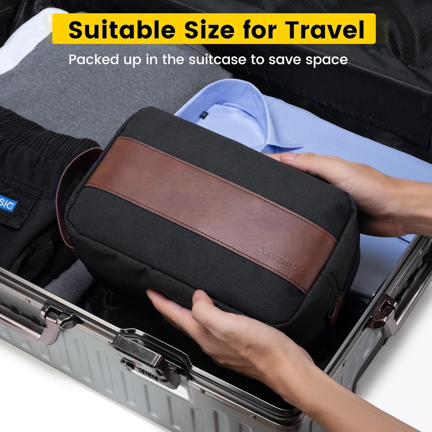 Manufacturer Toiletry Bag for Men - Water Resistant Custom Logo Travel Bag for Toiletries Accessories Travel Essentials Gifts - Private Label Black