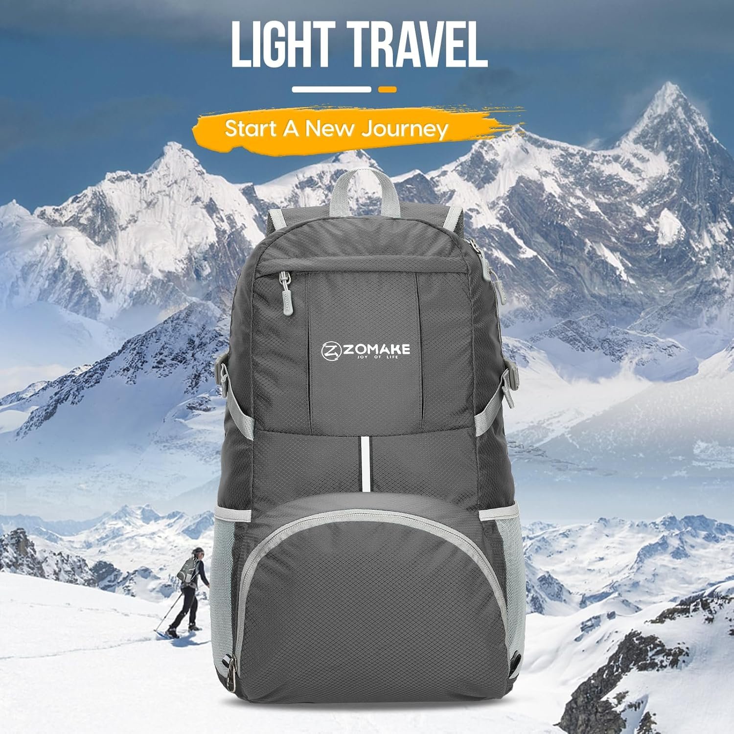 Private Label Lightweight Packable Backpack 35L Water Resistant Foldable Collapsible Hiking Bag with Custom Logo Compact Day Pack Manufacturer for Travel Camping (Dimgray)