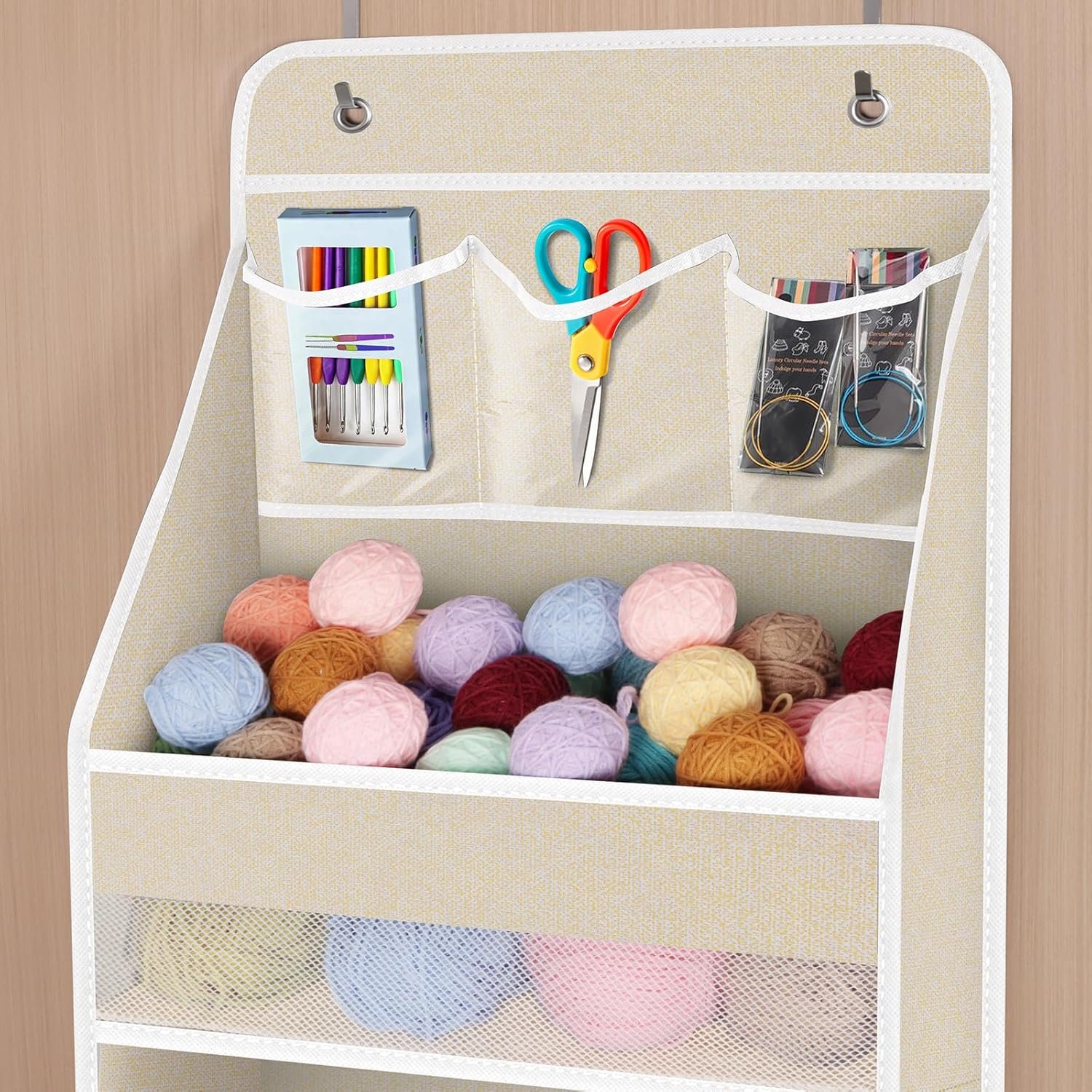 Private Label 6-Shelf Over Door Hanging Organizer Fabric with 5 Extra Large Capacity Pockets for Baby Door Storage Custom Logo Easy Install Factory (Beige) Private Label 6-Shelf Over Door Hanging Organizer Fabric with 5 Extra Large Capacity Pockets for Baby Door Storage Custom Logo Easy Install Factory (Beige)