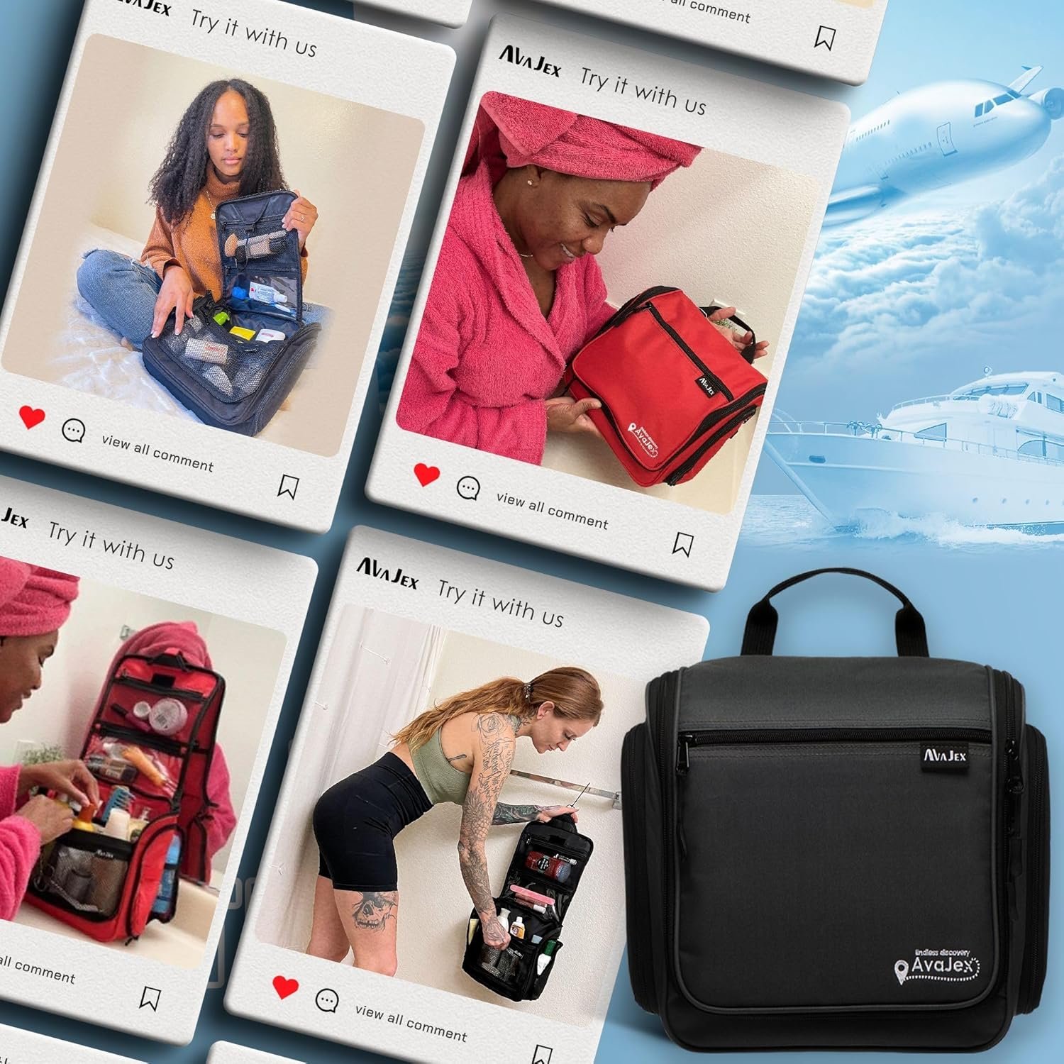 Private Label Travel Toiletry Bag for Men and Women (10.6”x10.6”x3.2”) Large Hanging Organizer Waterproof Hygiene Bag with Custom Logo Metal XXL Swivel Hook Sturdy Zippers 19 Compartments Manufacturer