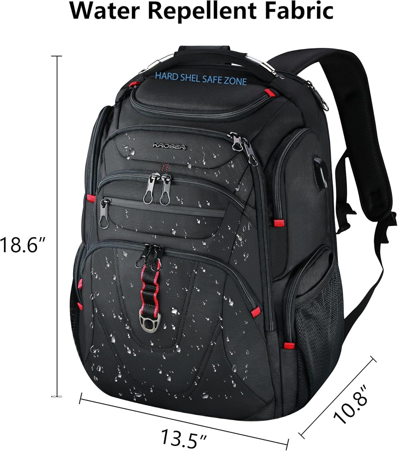 Private Label 17.3 Inch XL TSA Friendly Laptop Travel Backpack Water-Repellent Business College Daypack with Custom Logo RFID Pockets and USB Port Manufacturer for Men Women Black