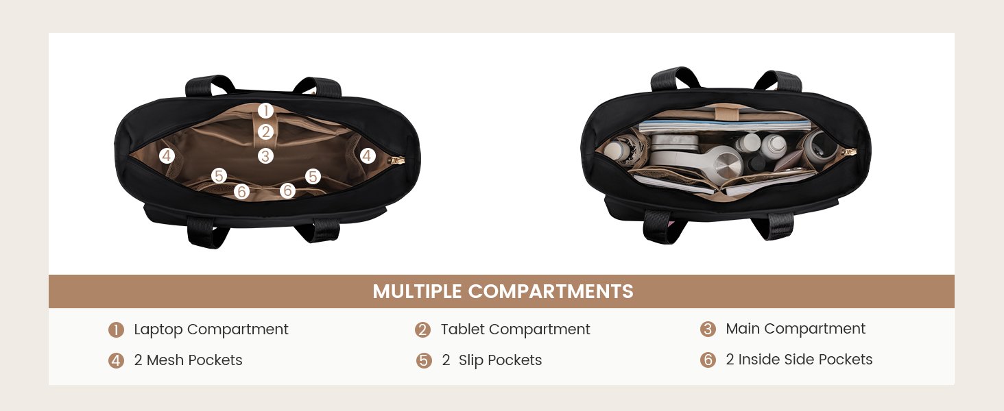 Private Label Teacher Tote Bag for Women 15.6 Inch Laptop Bag with Large Cup Pocket Custom Logo Large Capacity Multi Pockets Nurse Work Bag Professional Briefcase Business Purse Handbag Gifts Manufacturer Black