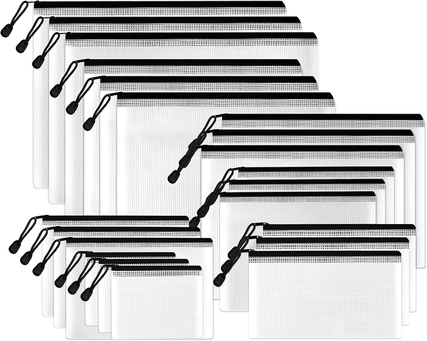 Private Label Multisize Mesh Zipper Pouches with Custom Logo Black 21 Packs Water-Resistant Zip Bag for School Office Supplies Puzzles and Games Organizing Storage from Manufacturer Private Label Multisize Mesh Zipper Pouches with Custom Logo Black 21 Packs Water-Resistant Zip Bag for School Office Supplies Puzzles and Games Organizing Storage from Manufacturer