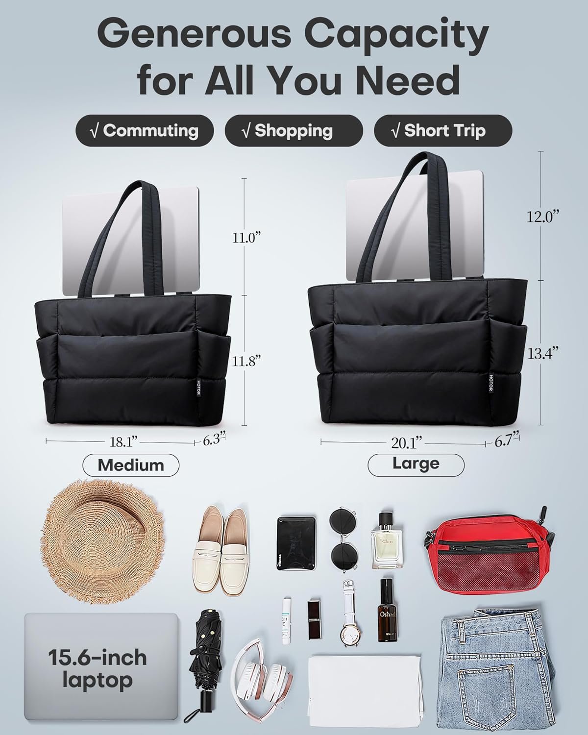 Factory Puffer Tote Bag for Women Nurses - Private Label Multi-Pocket Lightweight Bag for Work - Custom Logo Quilted Handbag for Travel and Gym