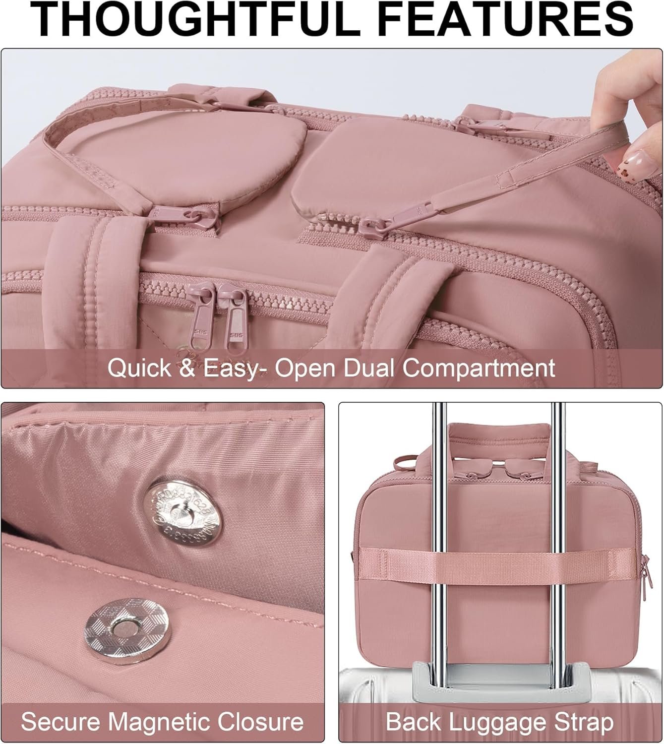 Supplier Large Wide-Open Puffy Travel Toiletry Bag Custom Logo Lightweight Quilted Makeup Cosmetic Organizer Water-Resistant with Handle Dark Pink Private Label