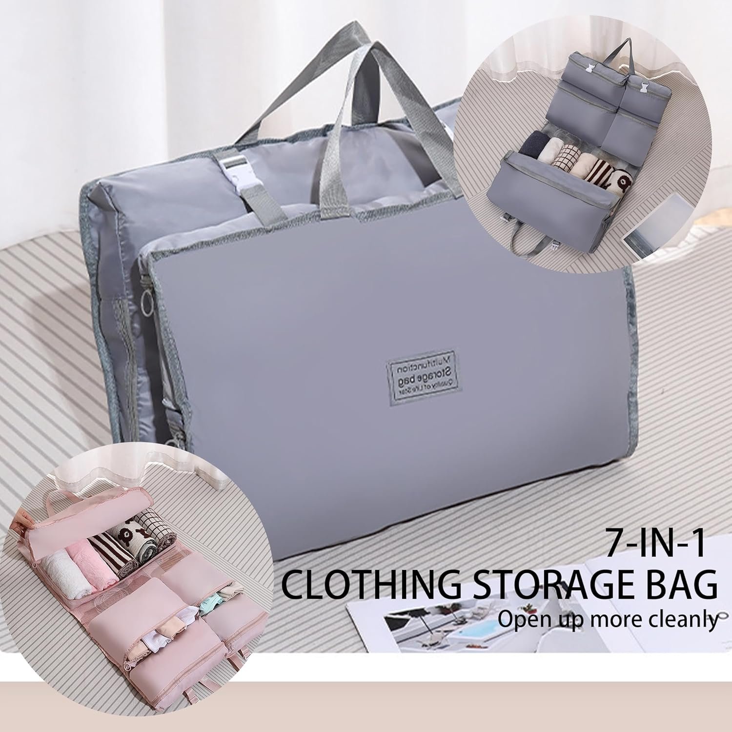 Private Label 7-Set Packing Cubes Luggage Organizers Clothing Underwear Multi-Layer Hanging Foldable Travel Storage with Custom Logo Grey Manufacturer