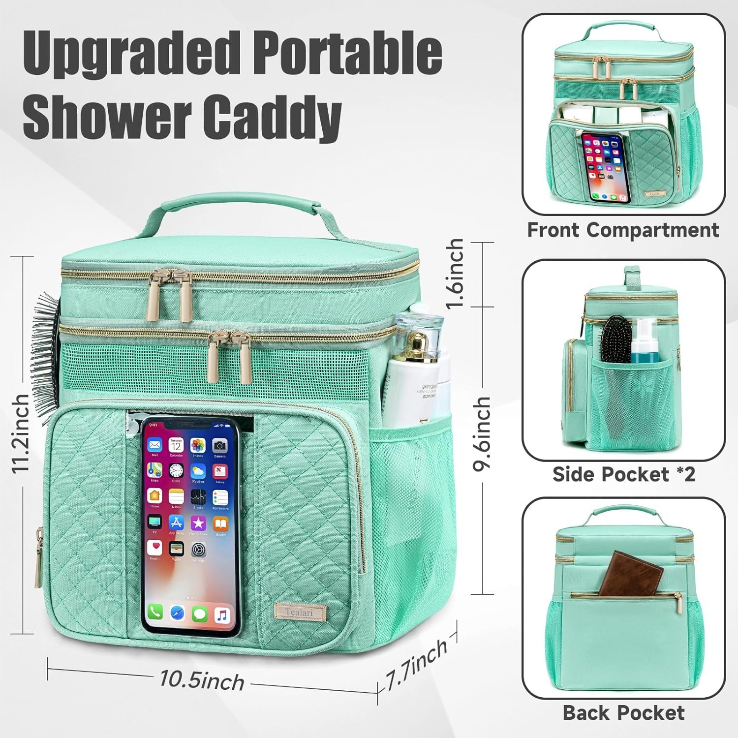 Custom Logo Large Water Resistant Hanging Toiletry Bag for Women Men Bathroom Shower Makeup Portable College Dorm Caddy Private Label with Transparent Waterproof Phone Pocket Factory