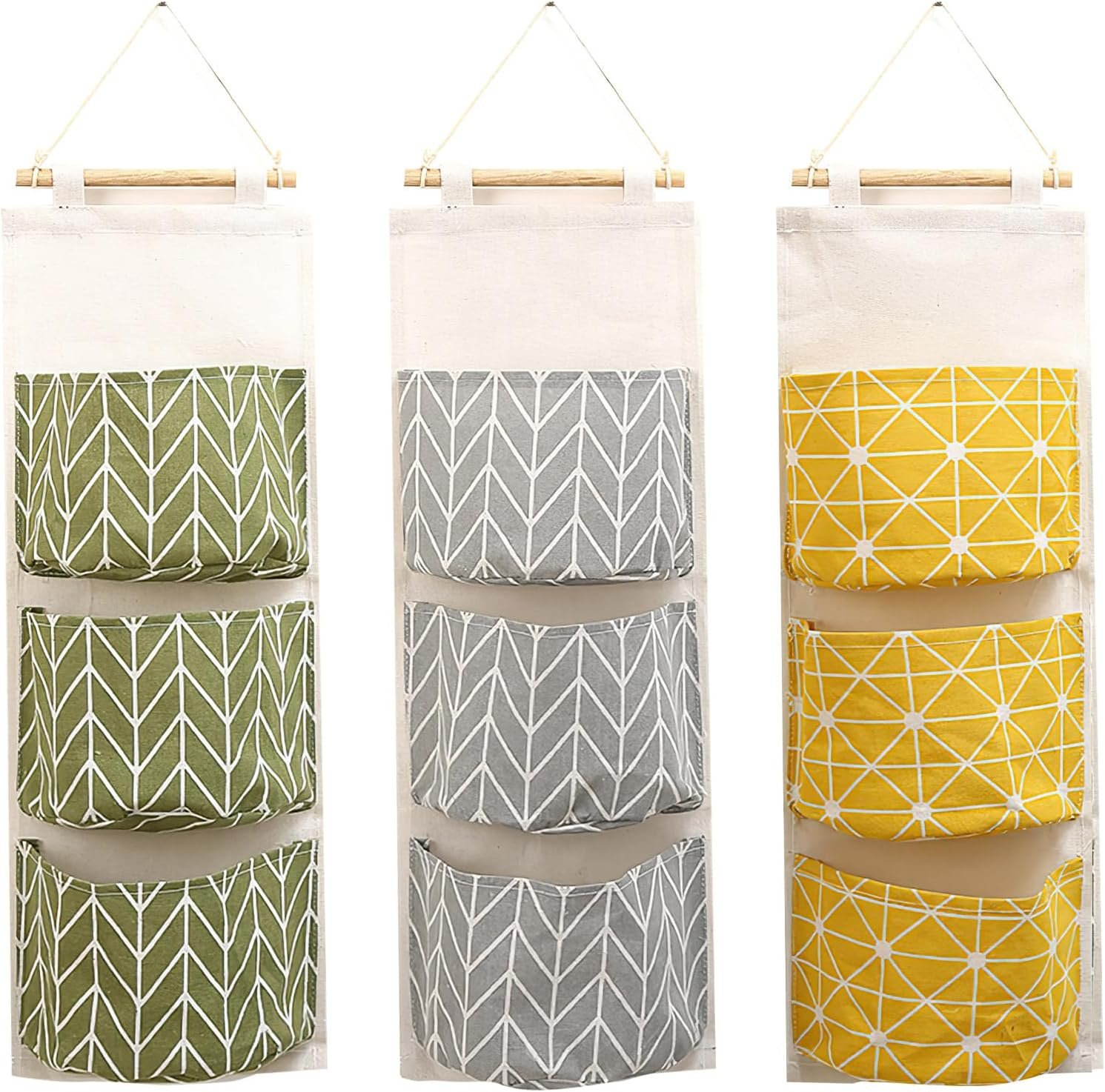 Private Label 3-Pack Wall Hanging Storage Bags Over-the-Door Organizers with Custom Logo 3 Large Pockets (6.3