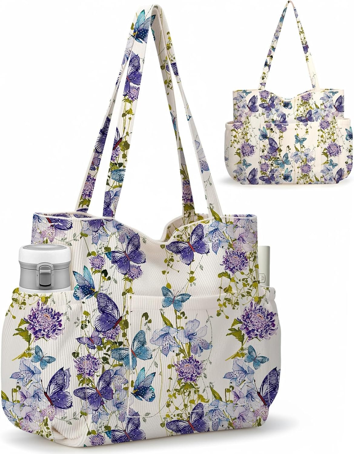 Custom Logo Corduroy Tote Bag for Women Large Capacity Cute with 6 Pockets Private Label Crossbody Shoulder Handbag for Work Travel Gym Manufacturer