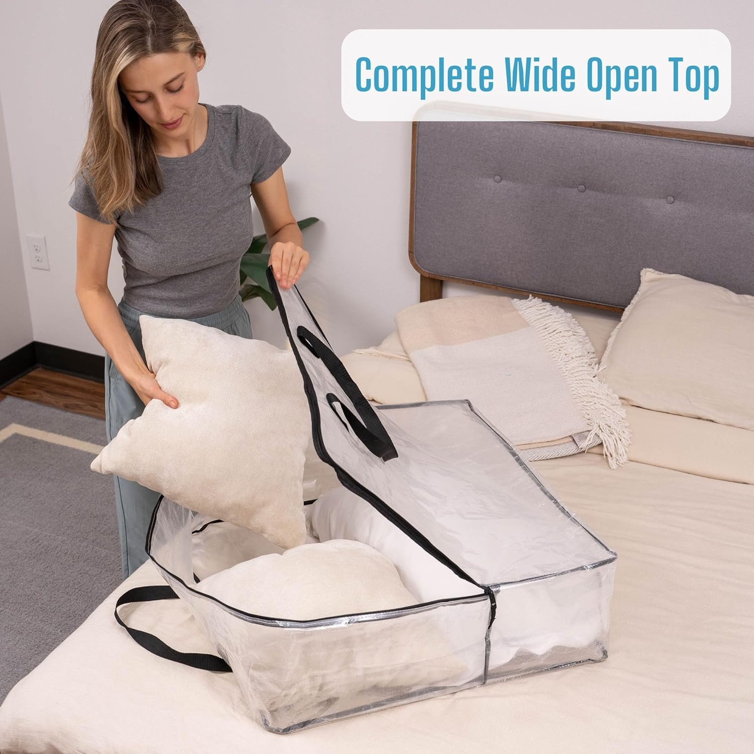 Private Label 4 Pack 30 Inch Square Clear Wreath Storage Bags Custom Logo Door Garland Organizers Manufacturer for Spring Summer Christmas Decoration Moving Packing College Supplies