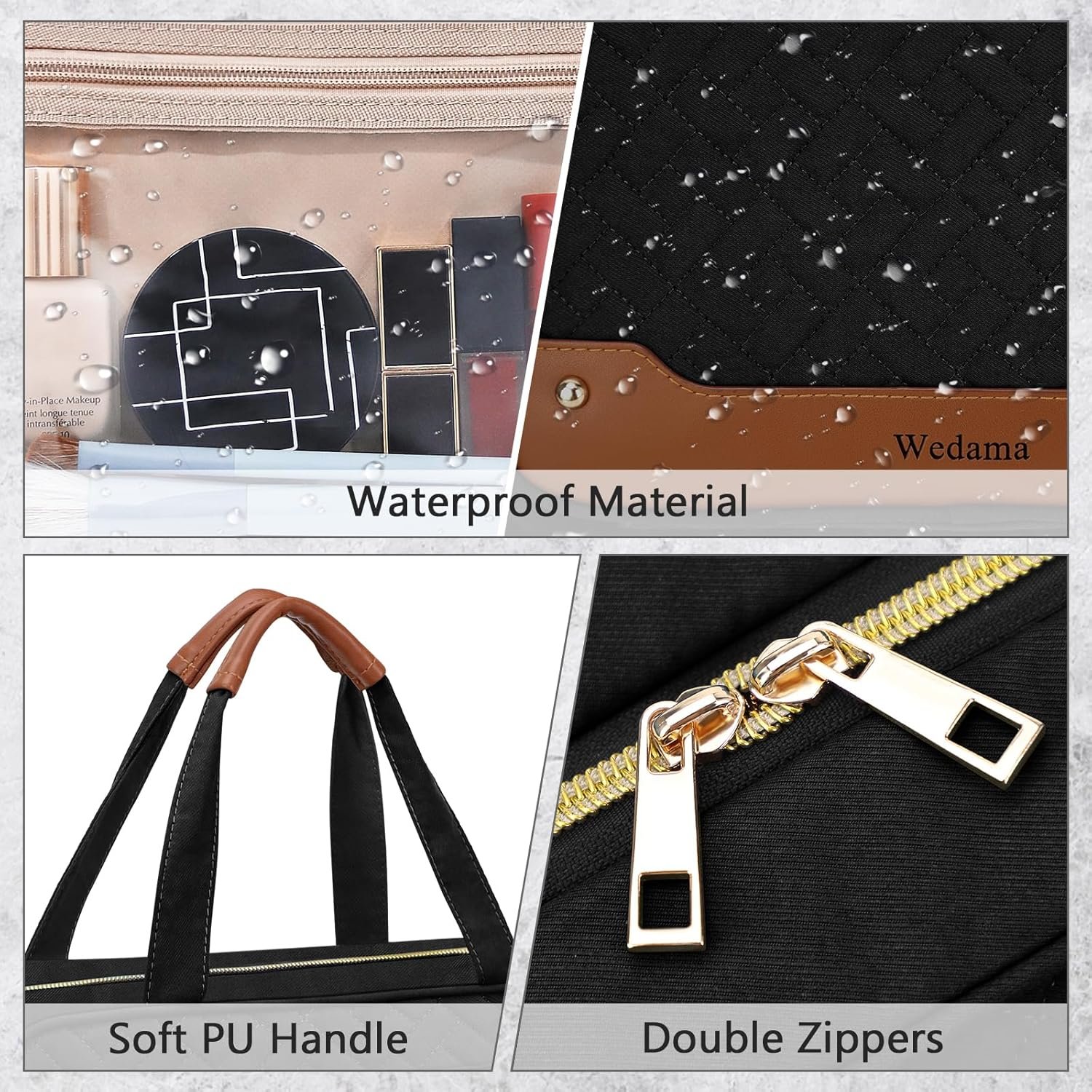 Private Label Large Hanging Travel Toiletry Bag for Women Manufacturer with Jewelry Organizer Compartment PVC Waterproof Makeup Cosmetic Bag Custom Logo Black