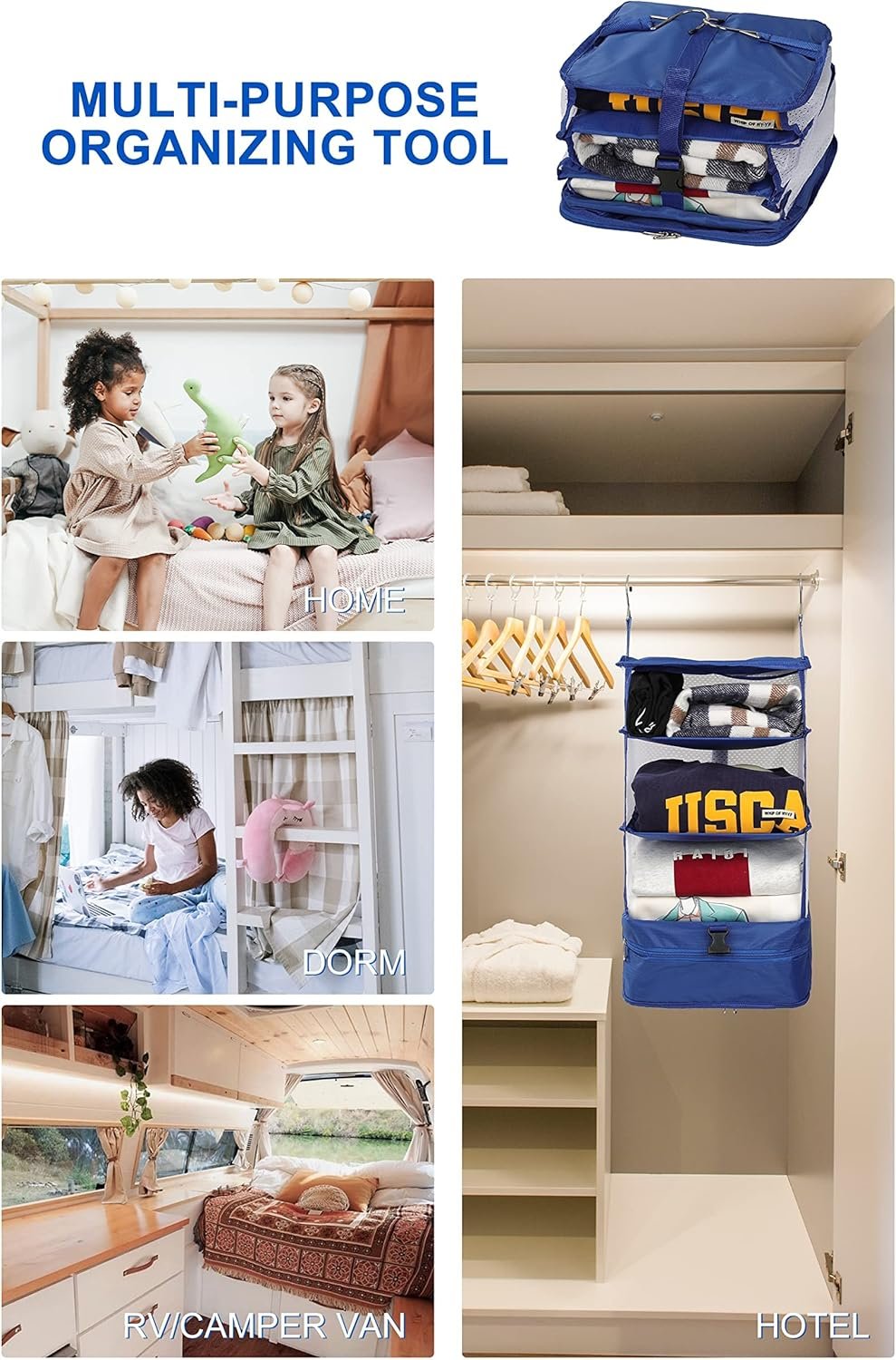 Custom Logo Hanging Packing Cubes Portable Closet Shelves Private Label Travel Collapsible Compression Garment Organizer for Carry-on Luggage Suitcase with Breathable Perforated Material Large 11.8 x 11.8 x 24 in Pink Factory