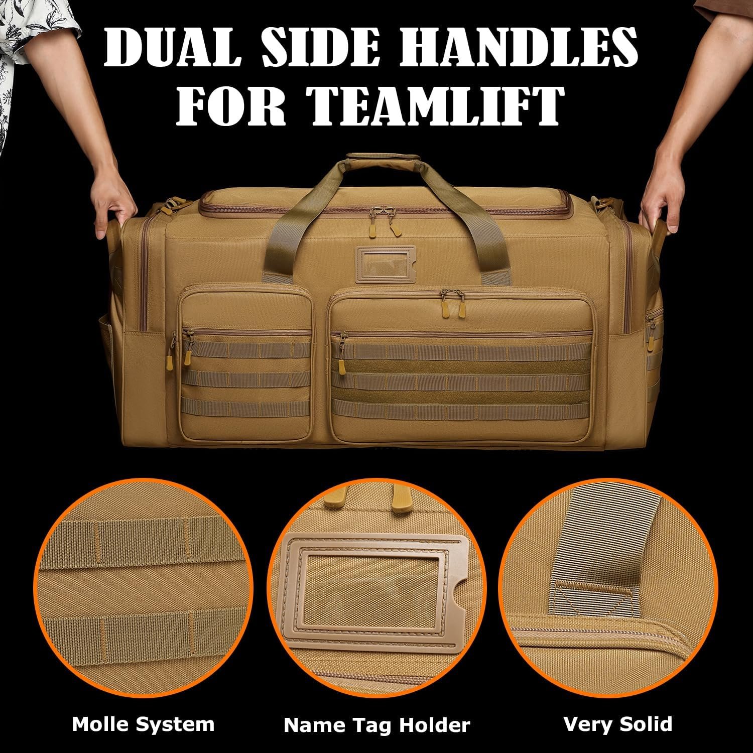 Custom Logo 130L Extra Large Heavy Duty Duffle Bag for Men Travel Sports Gym Equipment Private Label for Hockey Football Soccer Baseball Basketball Team Training 130L Brown from Manufacturer