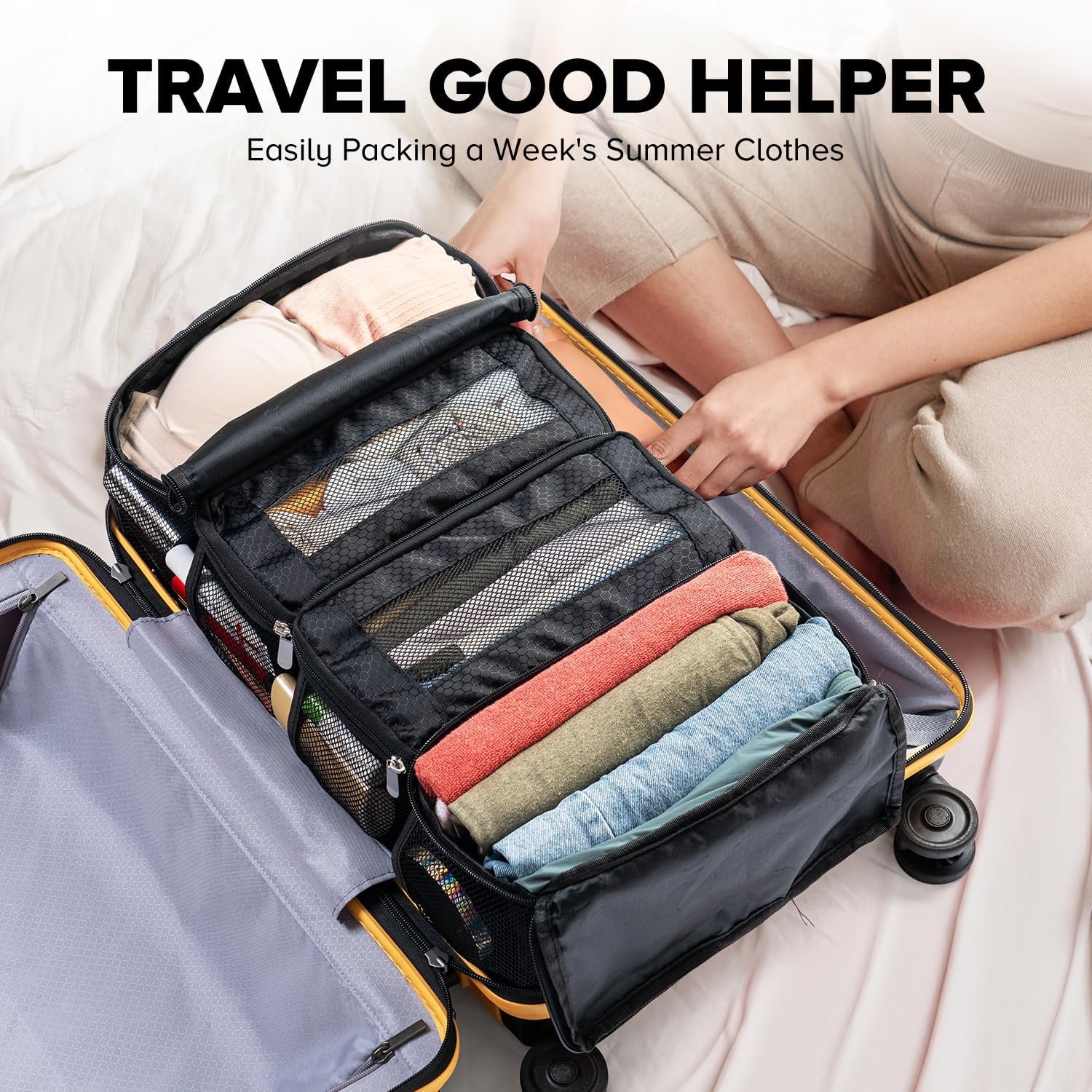 Custom Logo Suitcase Organizer Hanging Shelves Packing Cubes Private Label Collapsible Travel Luggage Portable Carry-on Manufacturer