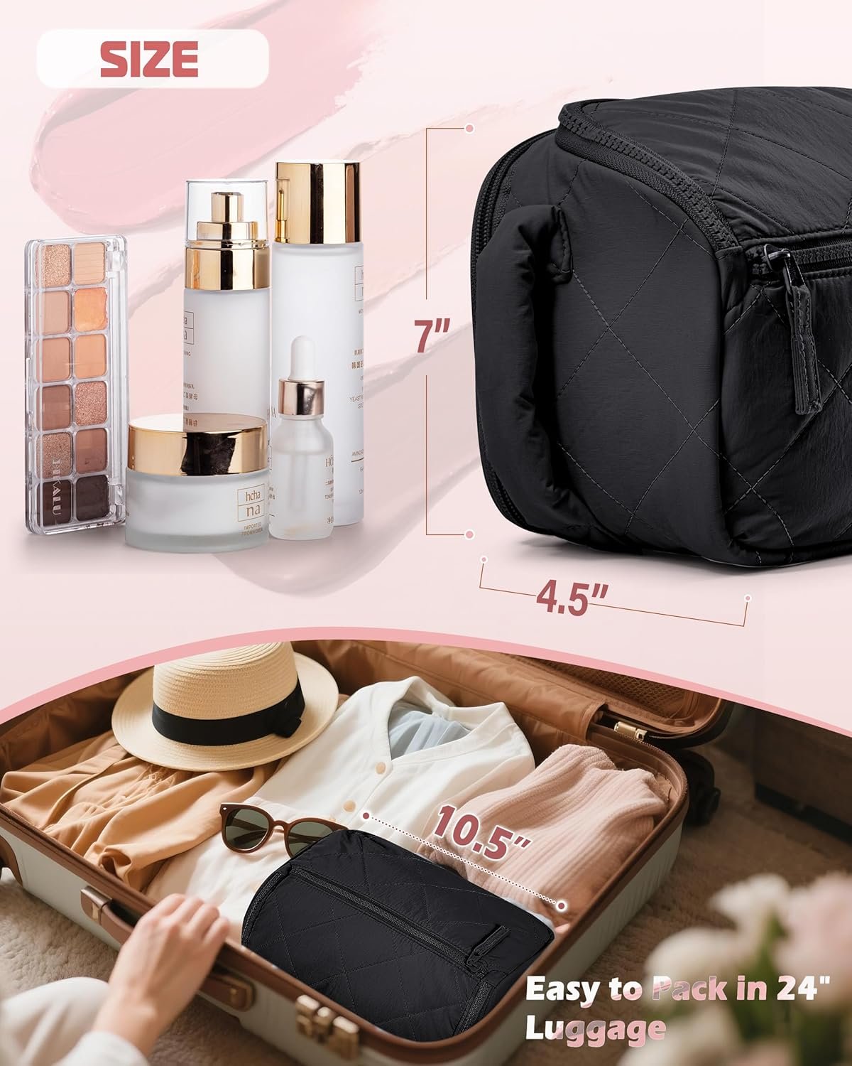 Private Label Travel Toiletry Bag for Women Water Resistant Makeup Organizer with Wide-Open Design and Custom Logo for Toiletries Cosmetics Black Bag by Manufacturer Private Label Travel Toiletry Bag for Women Water Resistant Makeup Organizer with Wide-Open Design and Custom Logo for Toiletries Cosmetics Black Bag by Manufacturer