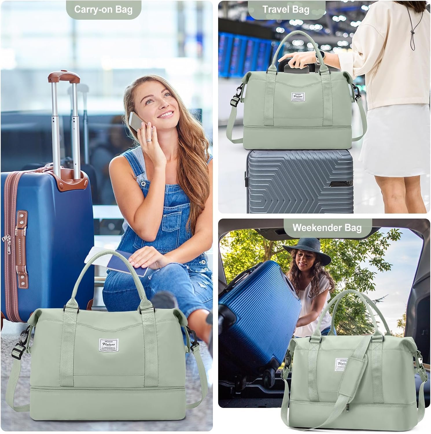 Custom Logo Travel Duffel Bag with Shoes Compartment Private Label Carry On Overnight Weekender Bag for Women Spirit Airlines 18x14x8 Personal Item Manufacturer Custom Logo Travel Duffel Bag with Shoes Compartment Private Label Carry On Overnight Weekender Bag for Women Spirit Airlines 18x14x8 Personal Item Manufacturer