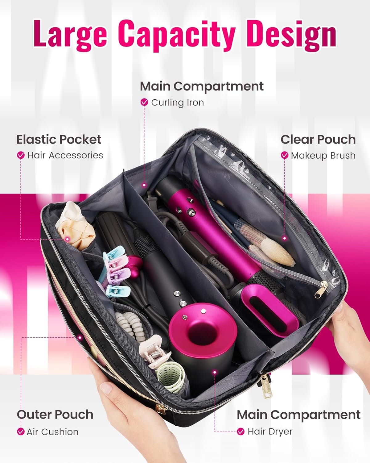 Private Label Hair Tools Travel Bag Wide-Open Hot Tool Organizer with Separate Heat Resistant Mat Custom Logo Hair Accessories Storage for Straighteners Curling Irons Manufacturer Private Label Hair Tools Travel Bag Wide-Open Hot Tool Organizer with Separate Heat Resistant Mat Custom Logo Hair Accessories Storage for Straighteners Curling Irons Manufacturer