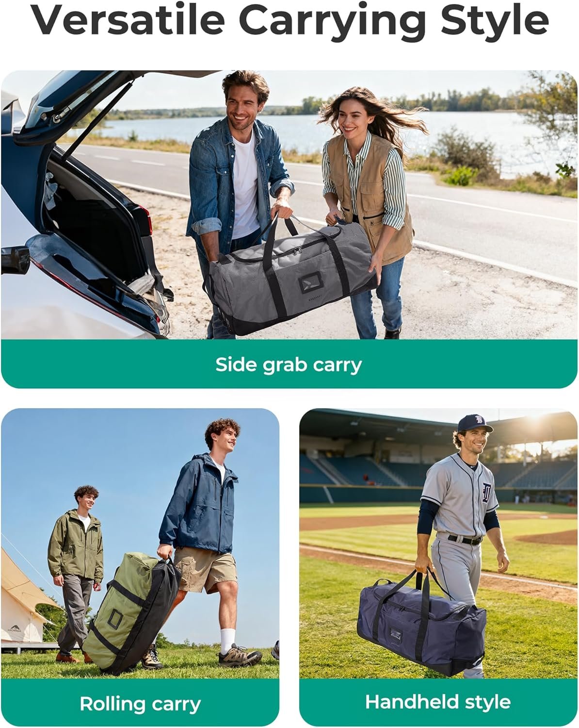 Private Label 83L Foldable Large Travel Duffle Weekender Bag with Custom Logo for Sport College Camping Water Resistant Brown Manufacturer