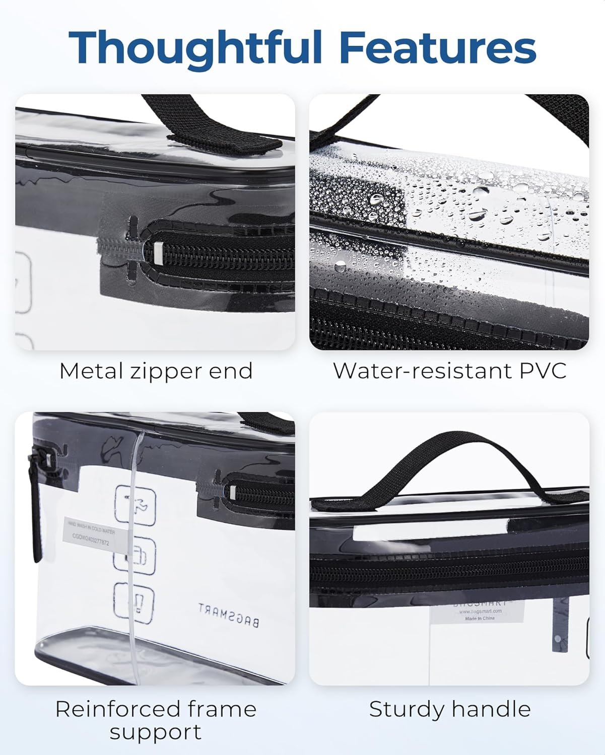 Custom Logo TSA Approved 2 Pack Quart Size Clear Toiletry Makeup Cosmetic Organizer Private Label Carry-On Travel Accessories Essentials Black Manufacturer