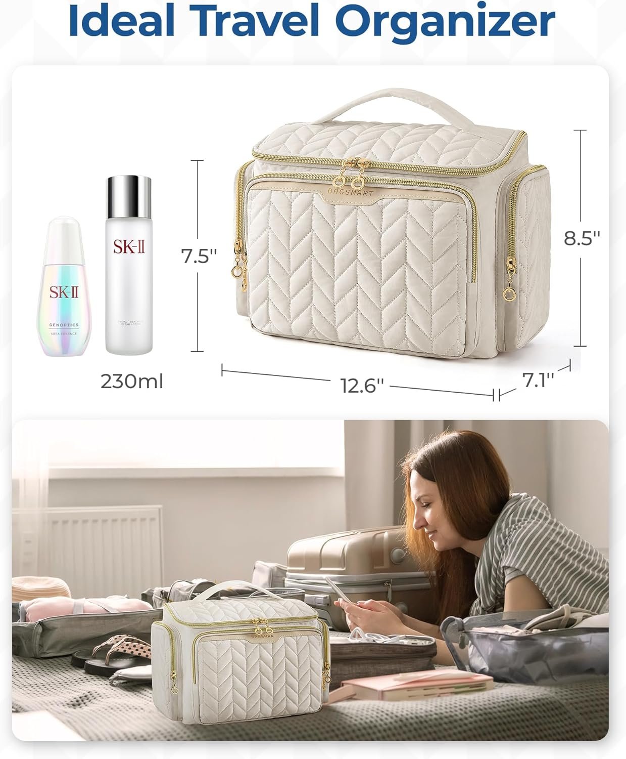 Manufacturer Large Wide-Open Custom Logo Travel Toiletry Bag Private Label for Toiletries Makeup Cosmetics with Handle - Black