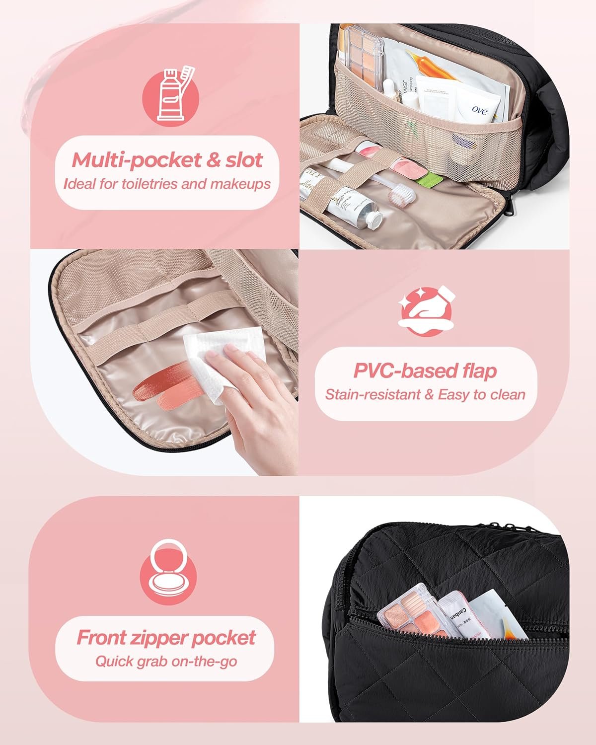 Private Label Travel Toiletry Bag for Women Water Resistant Makeup Organizer with Wide-Open Design and Custom Logo for Toiletries Cosmetics Black Bag by Manufacturer Private Label Travel Toiletry Bag for Women Water Resistant Makeup Organizer with Wide-Open Design and Custom Logo for Toiletries Cosmetics Black Bag by Manufacturer