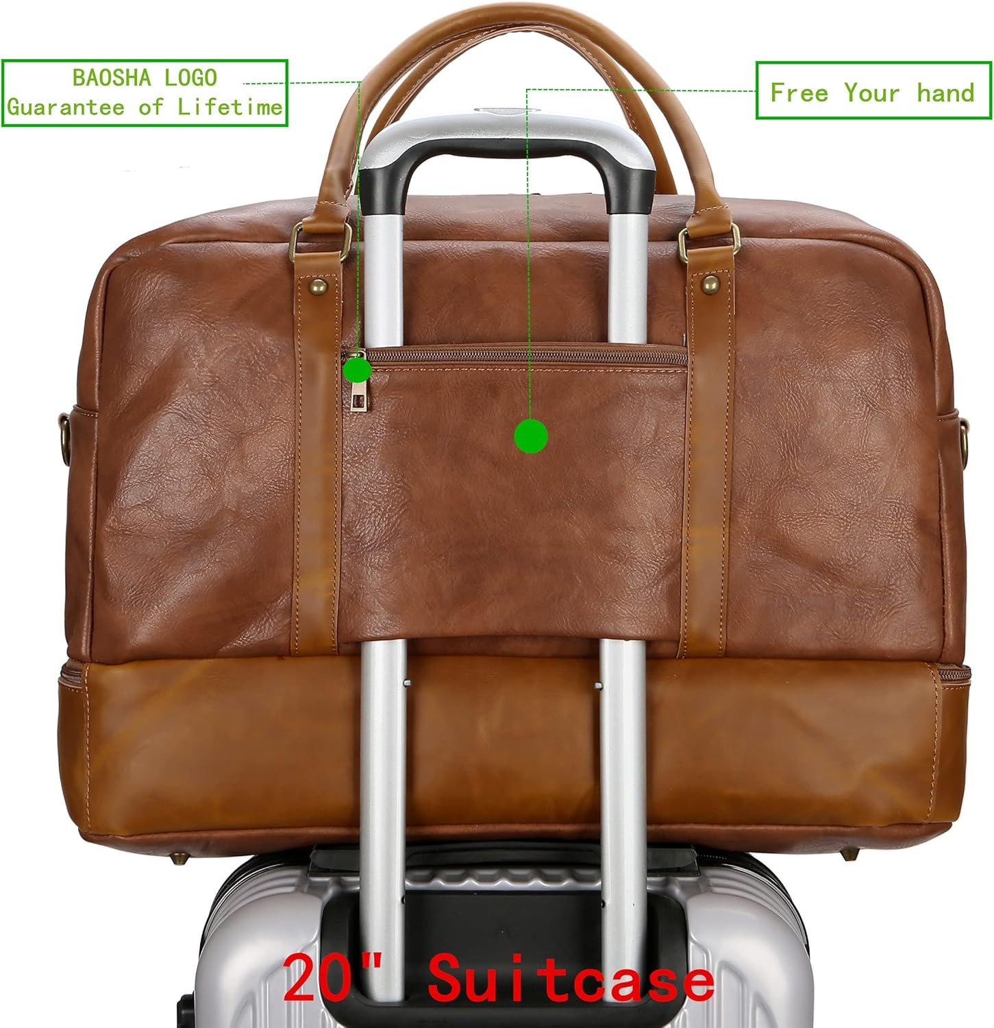 Manufacturer Vegan Leather Large Carry-On Duffel Tote Weekender Overnight Bag Private Label with Shoe Compartment Custom Logo