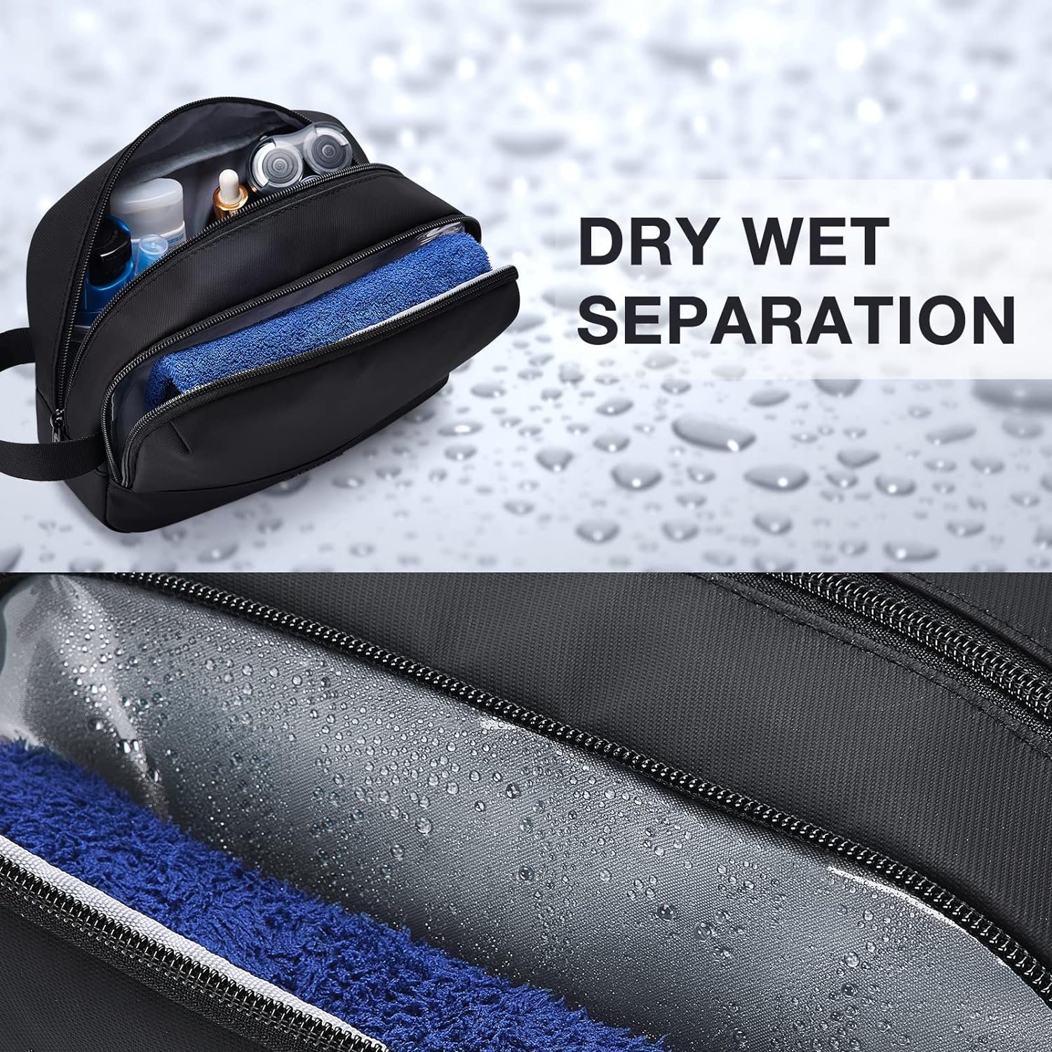 Private Label Travel Toiletry Bag for Men Water Resistant Dopp Kit Shaving Bag Custom Logo Black-Medium Manufacturer