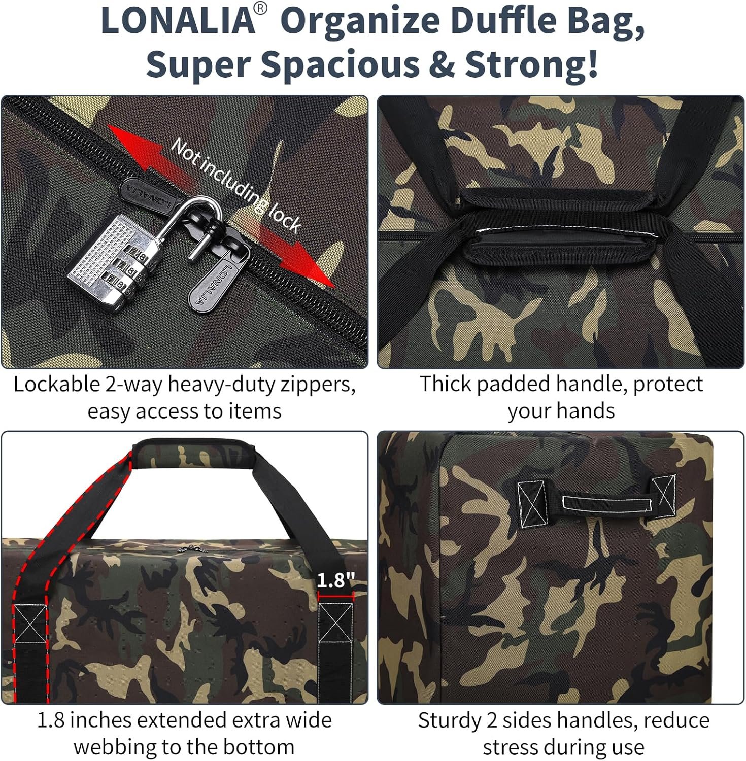 Manufacturer 48 Inch 165L Extra Large Heavy Duty Duffel Bag with Custom Logo for Travel Camping Sports Equipment Storage with 2 Side Handles Camo Private Label Manufacturer 48 Inch 165L Extra Large Heavy Duty Duffel Bag with Custom Logo for Travel Camping Sports Equipment Storage with 2 Side Handles Camo Private Label